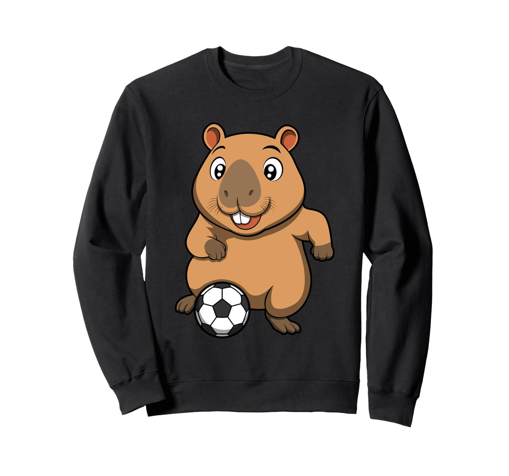 Soccer Capybara Cartoon Funny Sweatshirt - Fun Novelty Design for Adults - T-Shirt, Sweatshirt, Hoodie