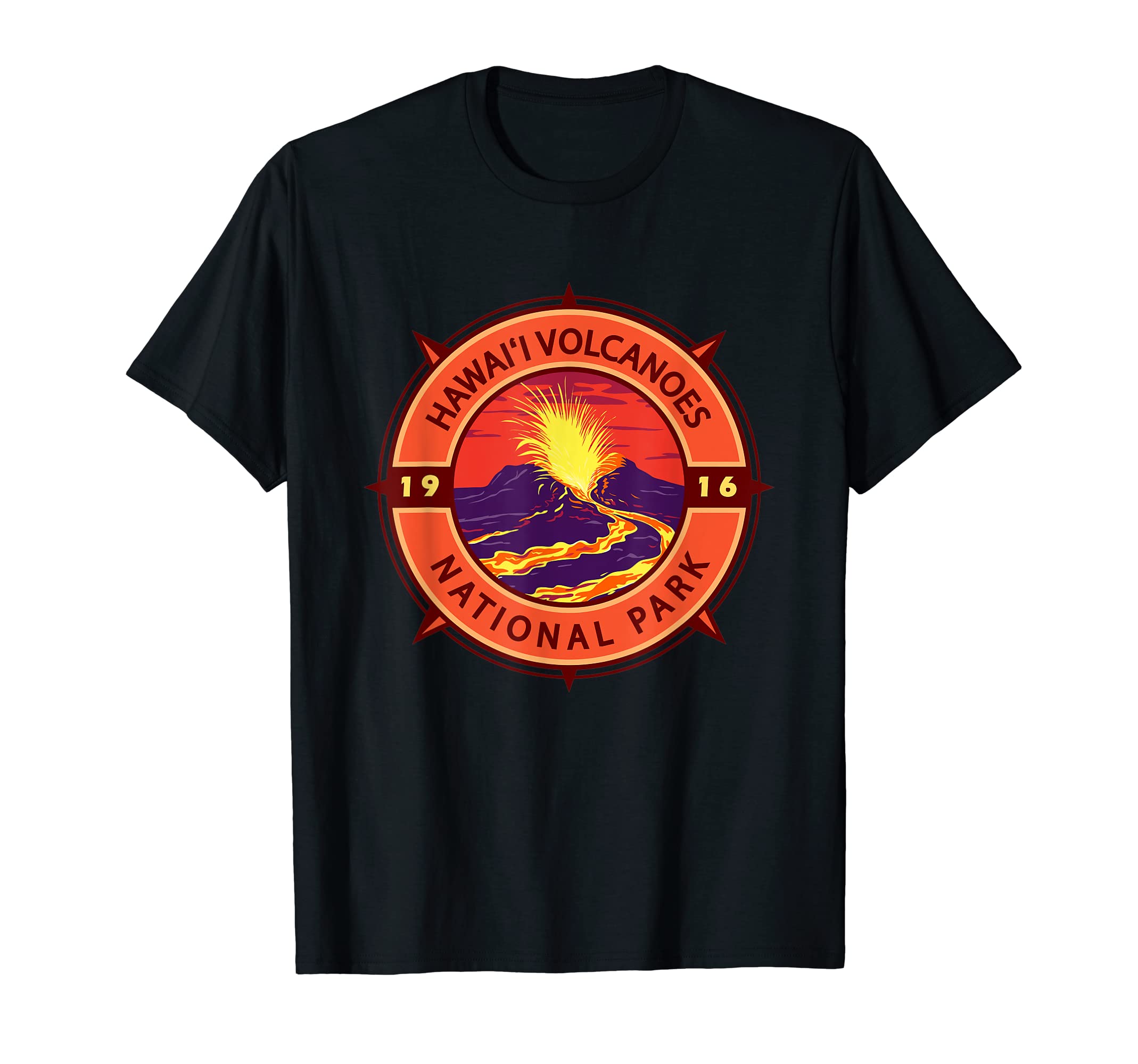Hawaii Volcanoes National Park Compass T-Shirt - Novelty Apparel Men Women - T-Shirt, Sweatshirt, Hoodie