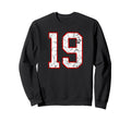 White And Red Sports Number 19 Sweatshirt - Novelty Apparel for Adults - T-Shirt, Sweatshirt, Hoodie