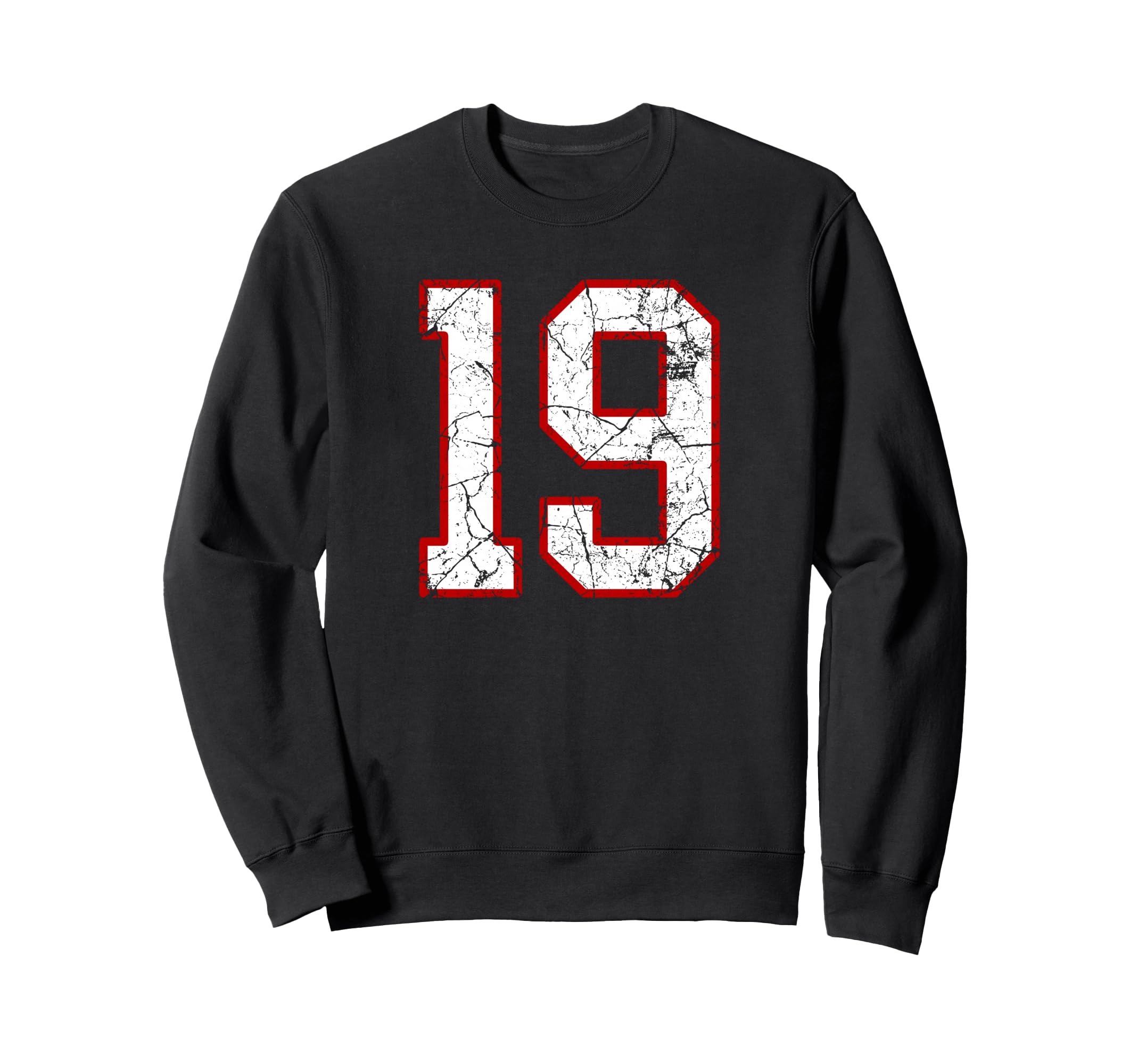 White And Red Sports Number 19 Sweatshirt - Novelty Apparel for Adults - T-Shirt, Sweatshirt, Hoodie