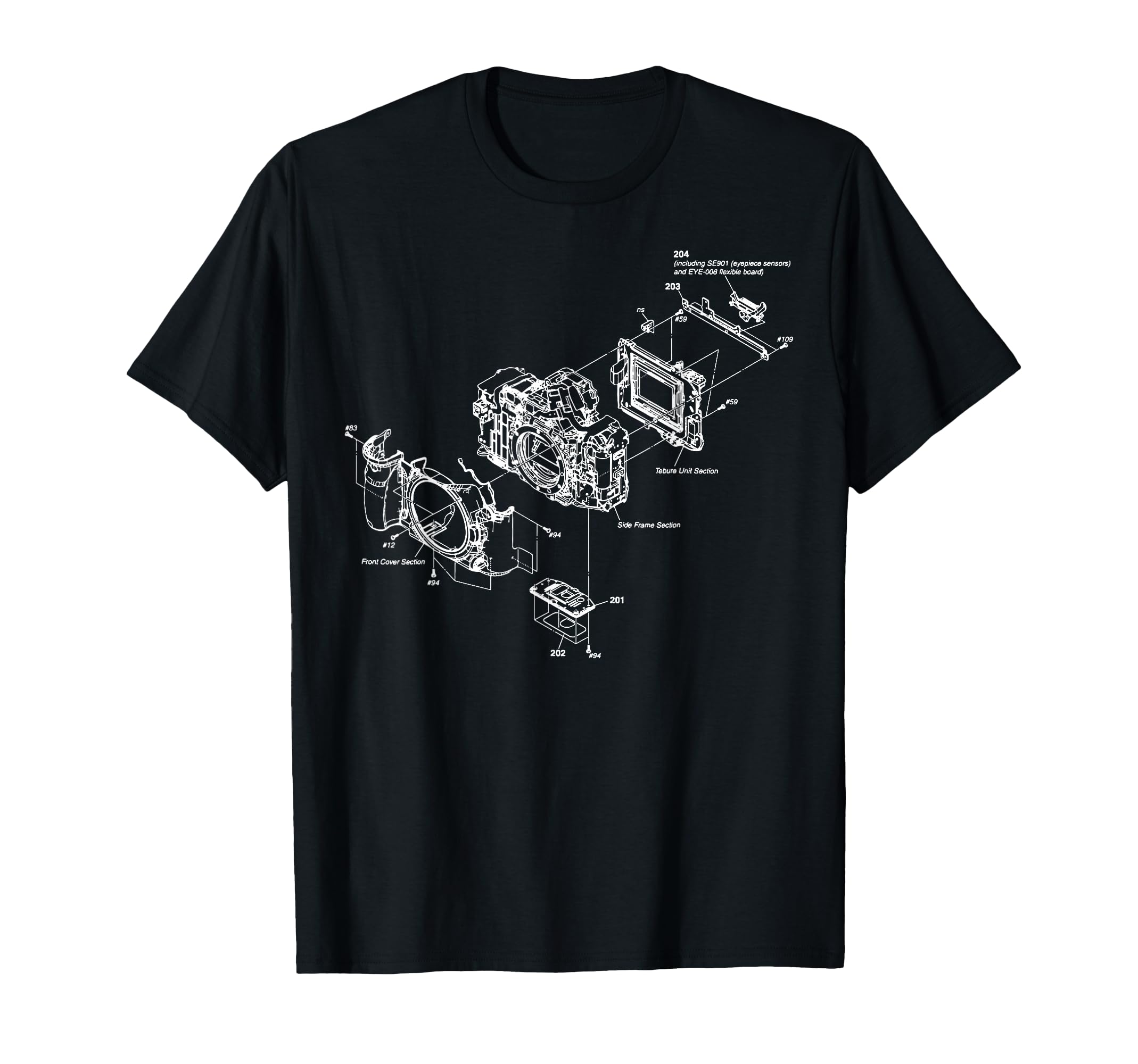 Blueprint Photography Camera Chart T-Shirt - Fun Novelty Design Men Women - T-Shirt, Sweatshirt, Hoodie