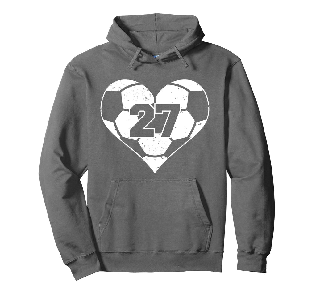 Soccer Number 27 Jersey Funny Soccer Heart Hoodie - Trendy Graphic Unisex - T-Shirt, Sweatshirt, Hoodie