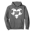 Soccer Number 27 Jersey Funny Soccer Heart Hoodie - Trendy Graphic Unisex - T-Shirt, Sweatshirt, Hoodie
