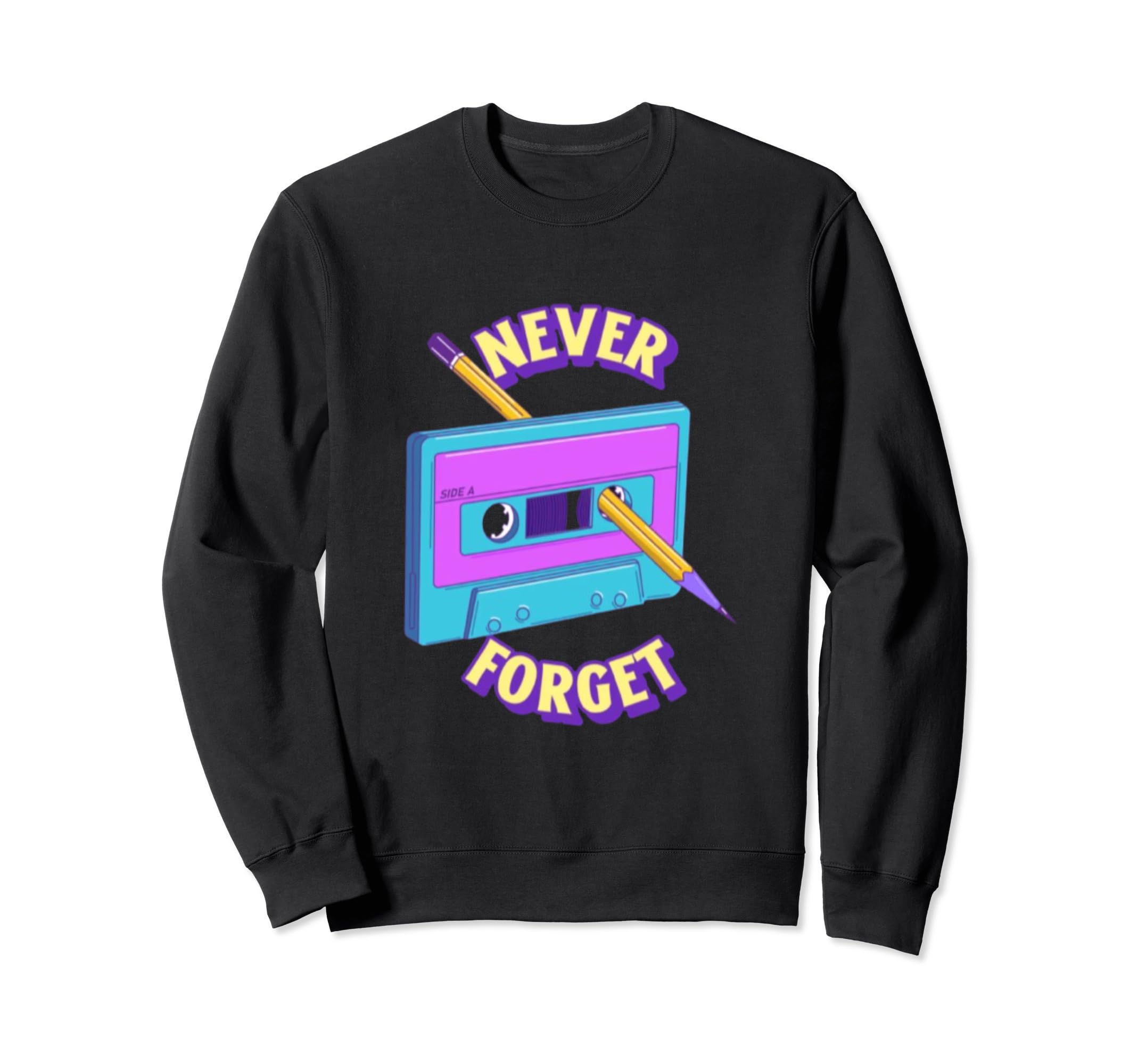 Never Forget Cassette Disc Vhs Sweatshirt - Minimalist Print Men Women - T-Shirt, Sweatshirt, Hoodie