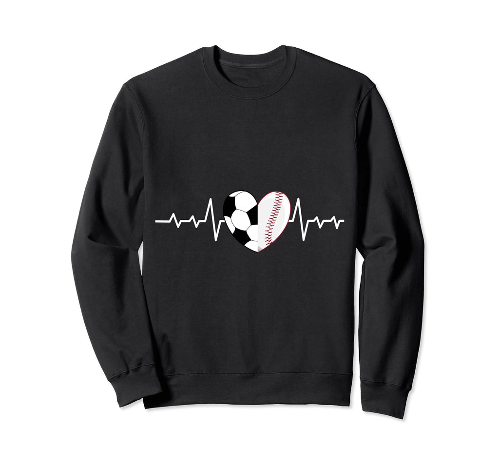Football Heartbeat Baseball Sweatshirt - Casual Everyday Wear Men Women - T-Shirt, Sweatshirt, Hoodie