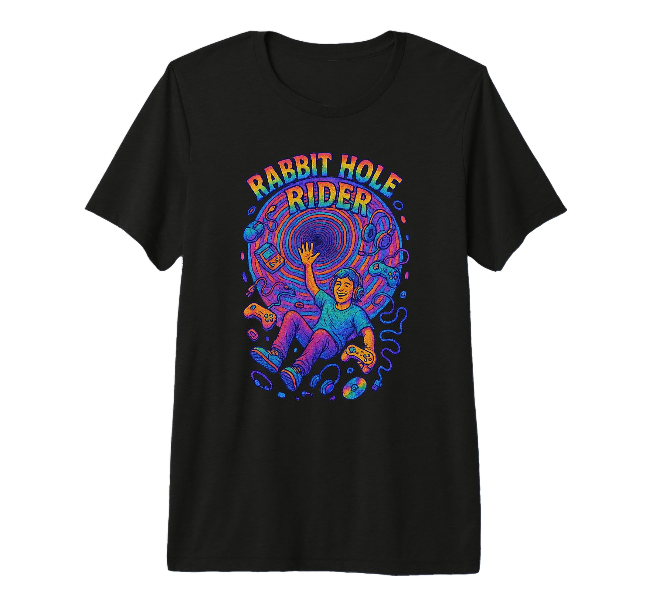 Gamer Hippie Colorful Funny Nerd 90S T-Shirt - Custom Art Print Unisex - T-Shirt, Sweatshirt, Hoodie