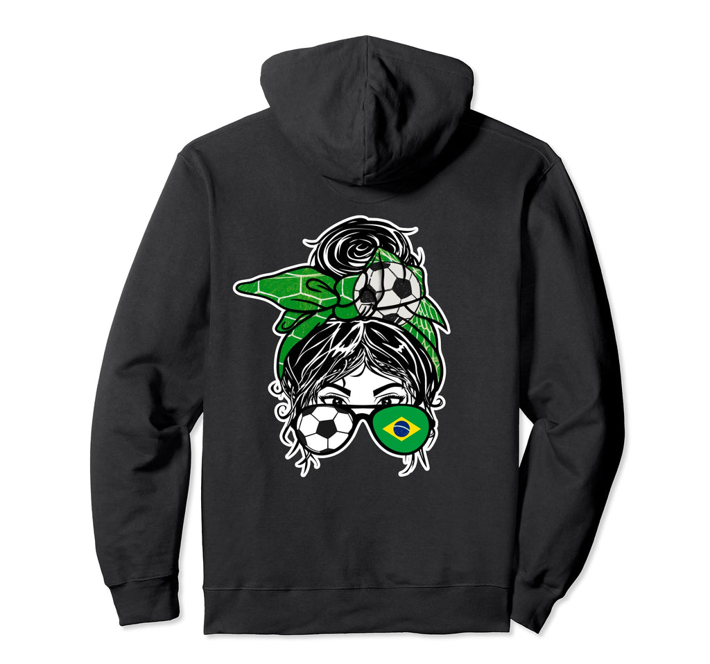 Messy Bun Hair Brazilian Soccer Brazil Hoodie - Unique Graphic Men Women - T-Shirt, Sweatshirt, Hoodie