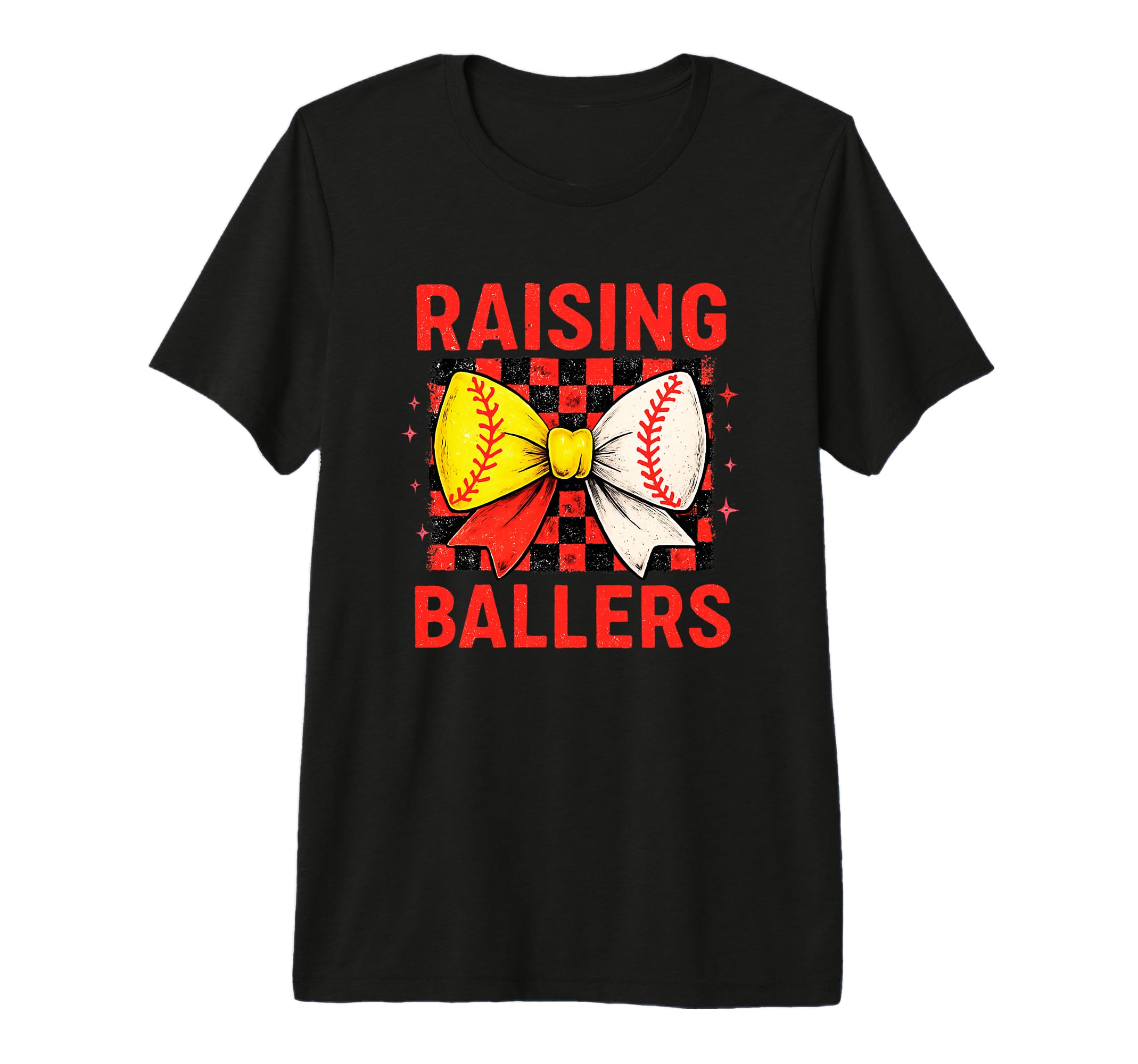 Raising Ballers Checkered Bow Tri Blend T-Shirt - Novelty Apparel Men Women - T-Shirt, Sweatshirt, Hoodie