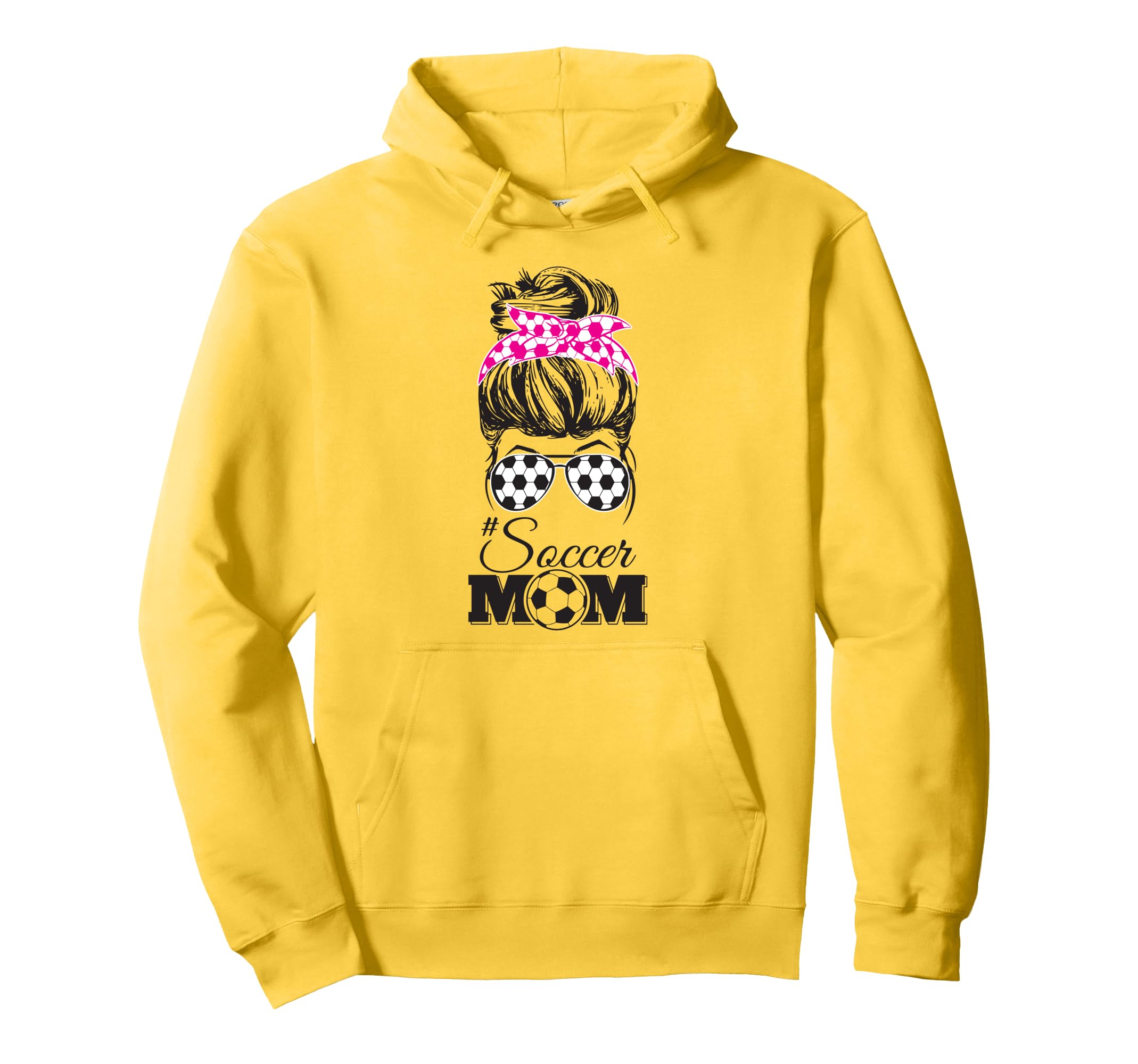 Soccer Mom Messy Bun Glasses Funny Soccer Hoodie - Trendy Graphic Unisex - T-Shirt, Sweatshirt, Hoodie
