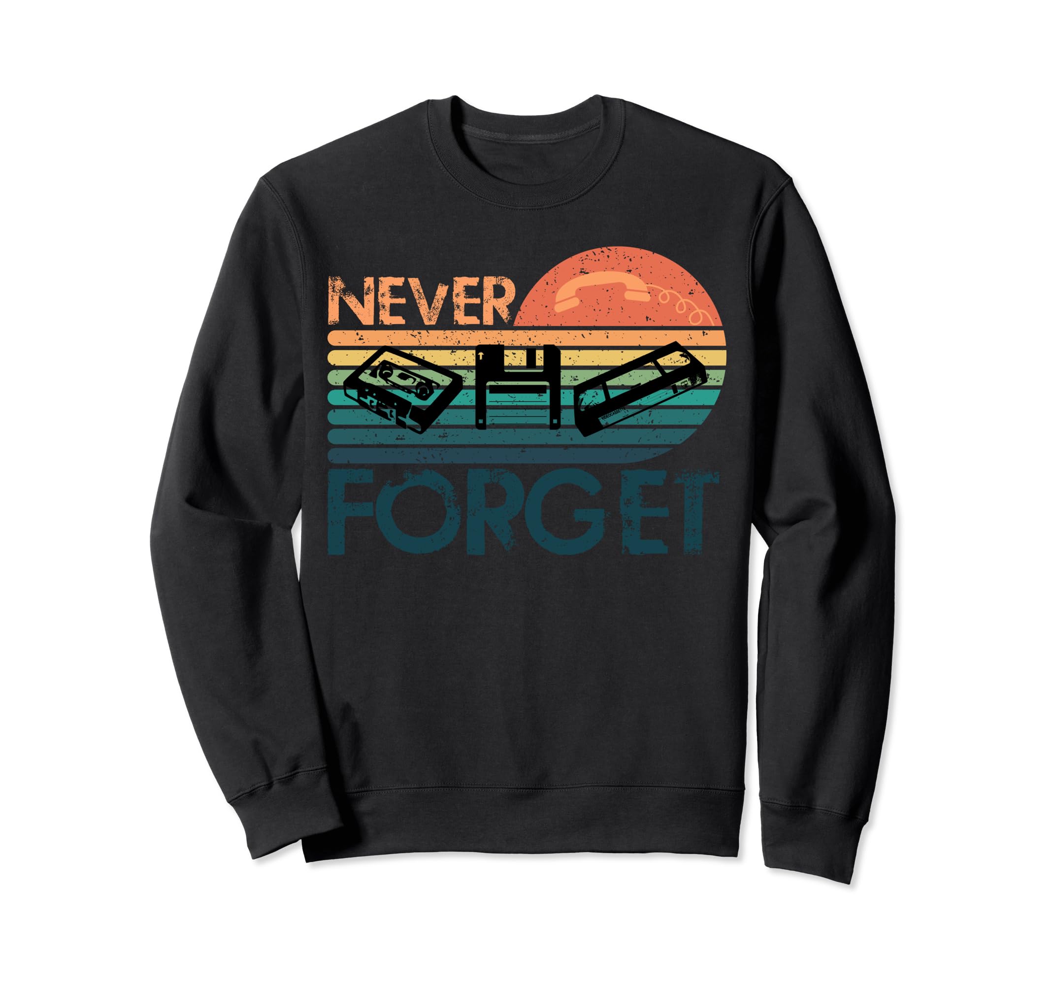 Never Forget Cassette Tape Vhs Floppy Sweatshirt - Minimalist Print Unisex - T-Shirt, Sweatshirt, Hoodie