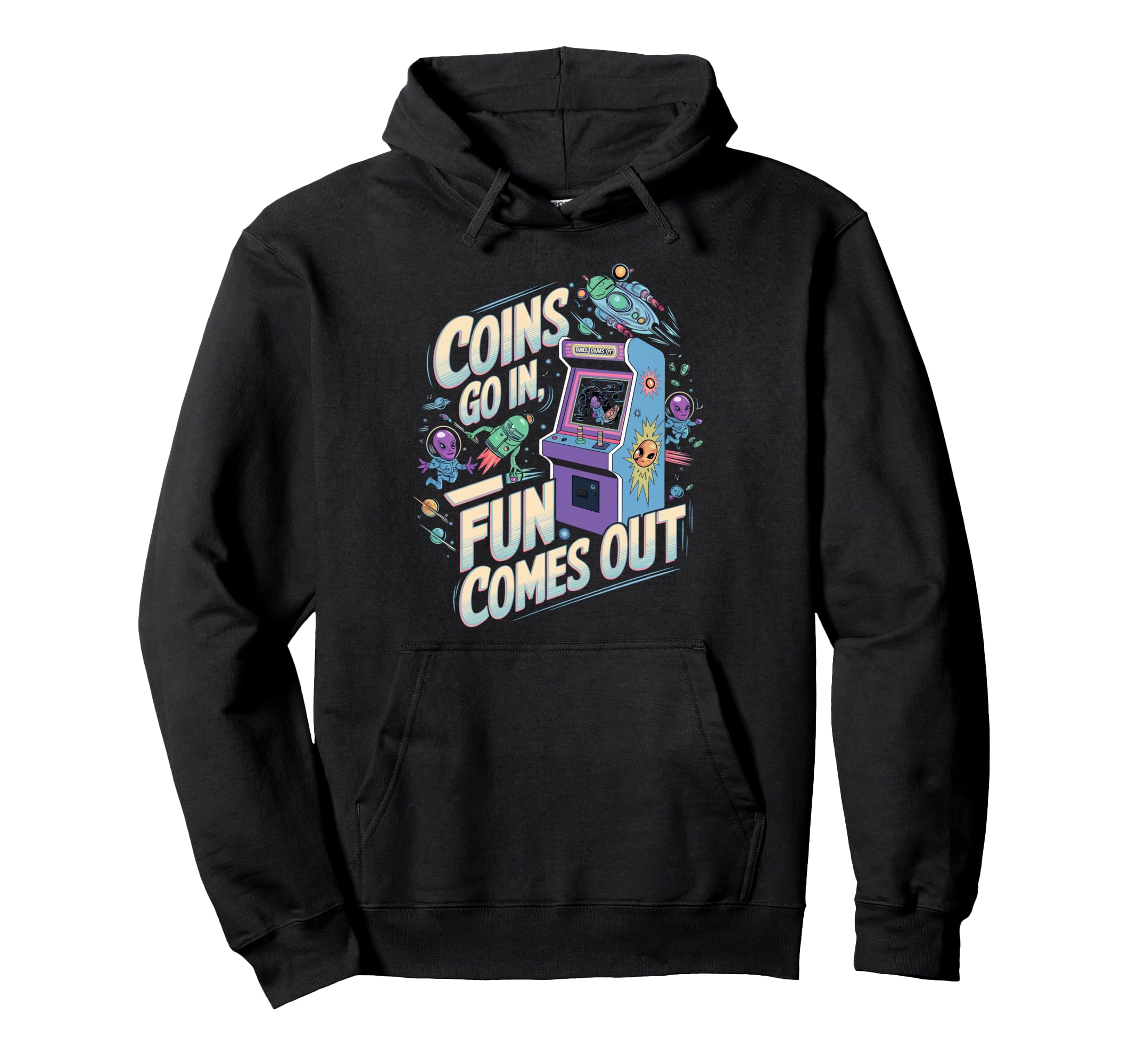Coins Go Arcade Gamer Gaming Video Hoodie - Casual Everyday Wear Unisex - T-Shirt, Sweatshirt, Hoodie