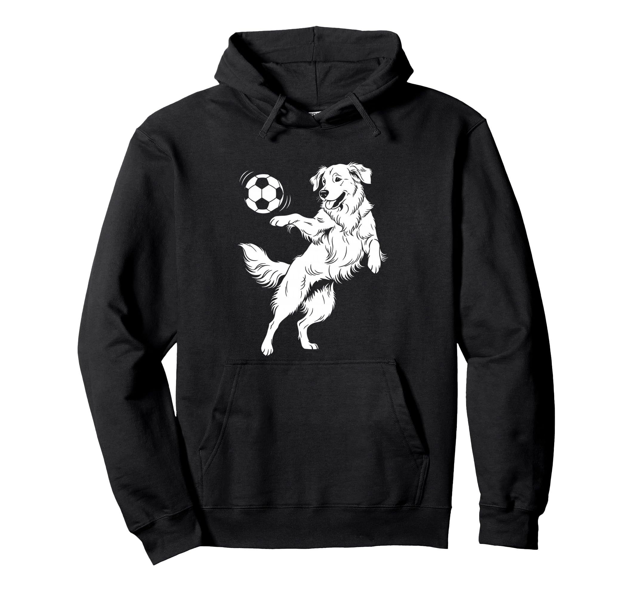 Happy Dog Playing Soccer Funny Sports Art Hoodie - Novelty Apparel Unisex - T-Shirt, Sweatshirt, Hoodie