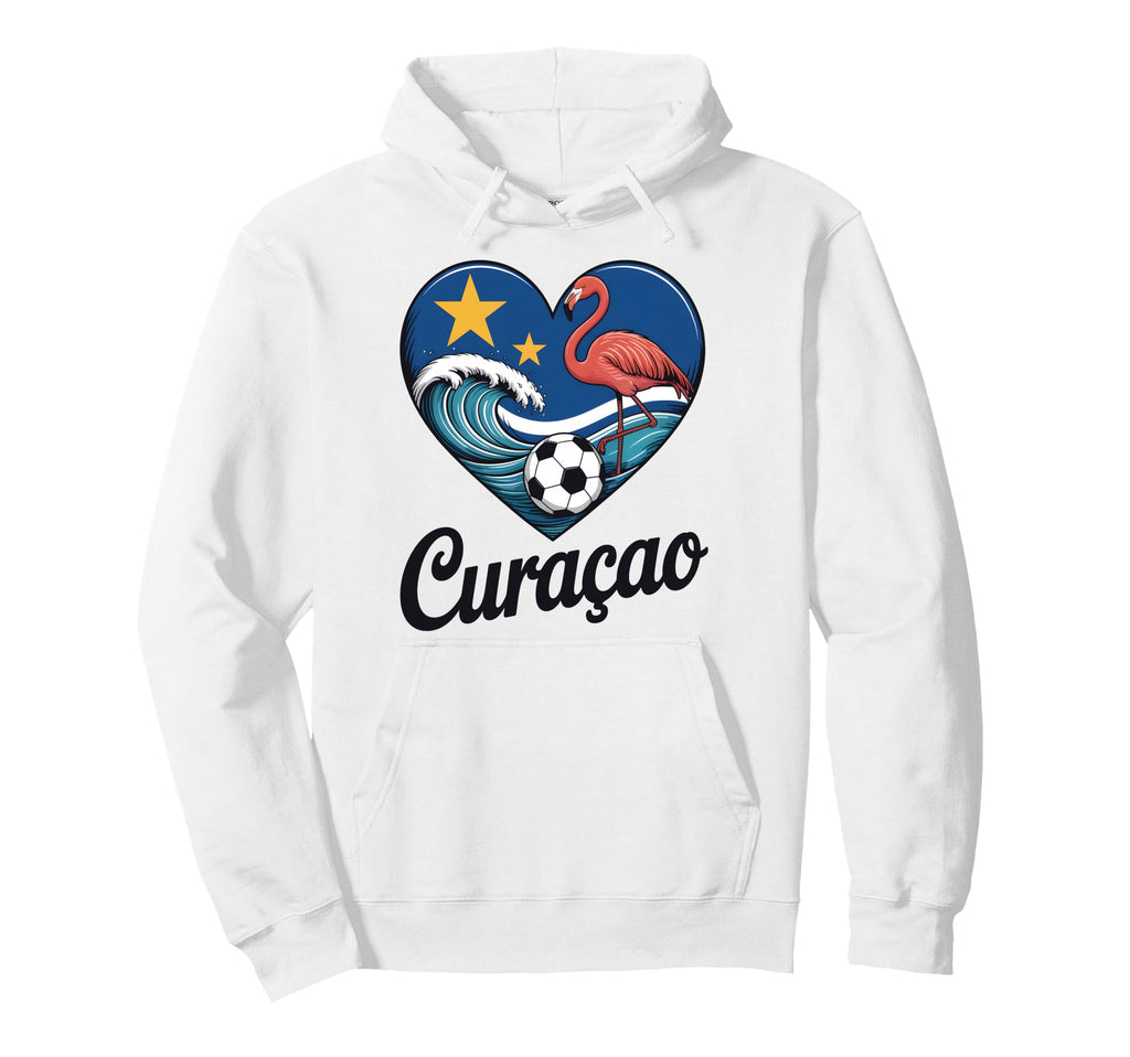 Cura Ao Soccer Heart Caribbean Hoodie - Minimalist Print for Adults - T-Shirt, Sweatshirt, Hoodie