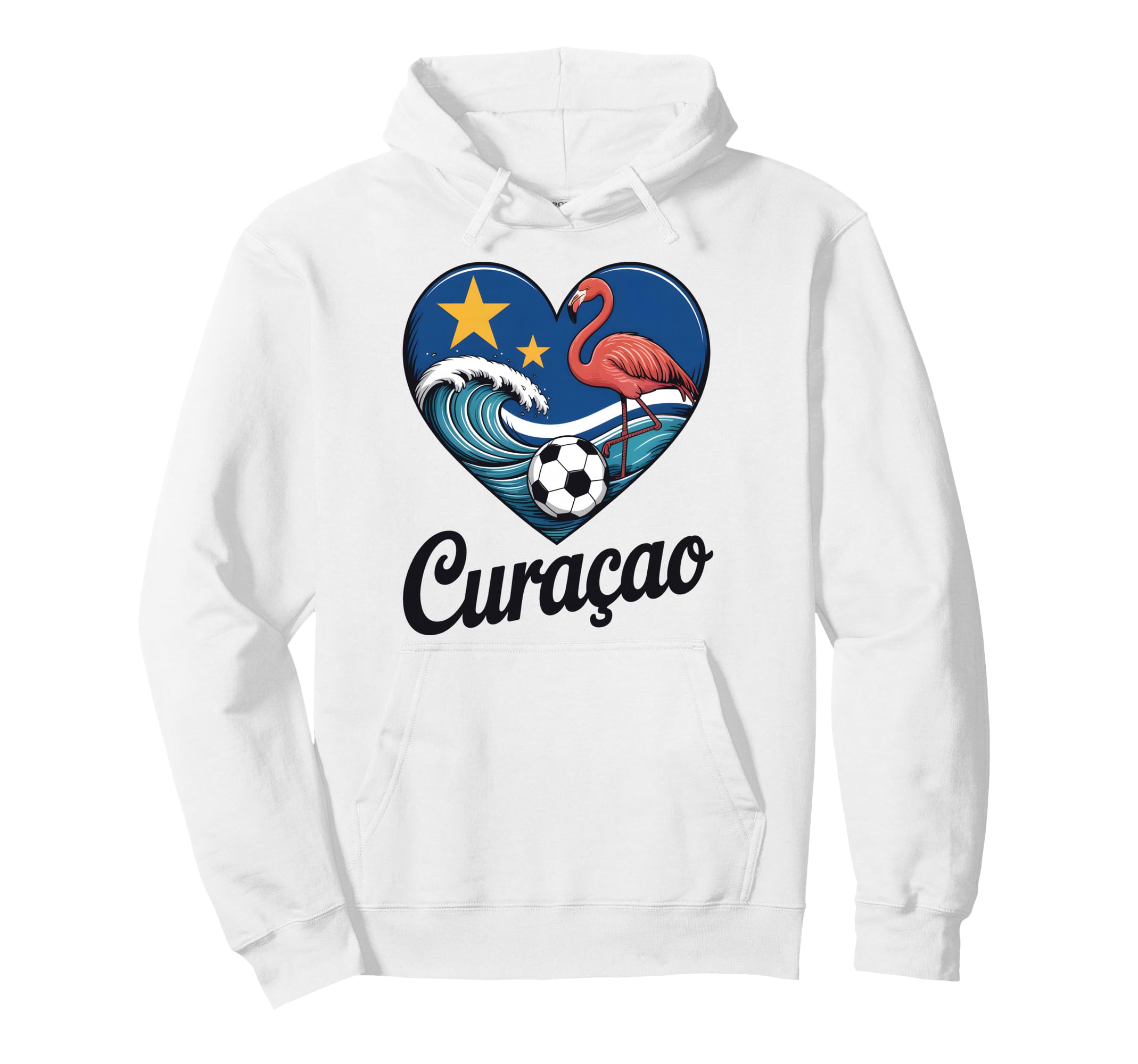 Cura Ao Soccer Heart Caribbean Hoodie - Minimalist Print for Adults - T-Shirt, Sweatshirt, Hoodie