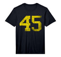 Distressed Number 45 Yellow Sport Varsity T-Shirt - Graphic Print Unisex - T-Shirt, Sweatshirt, Hoodie