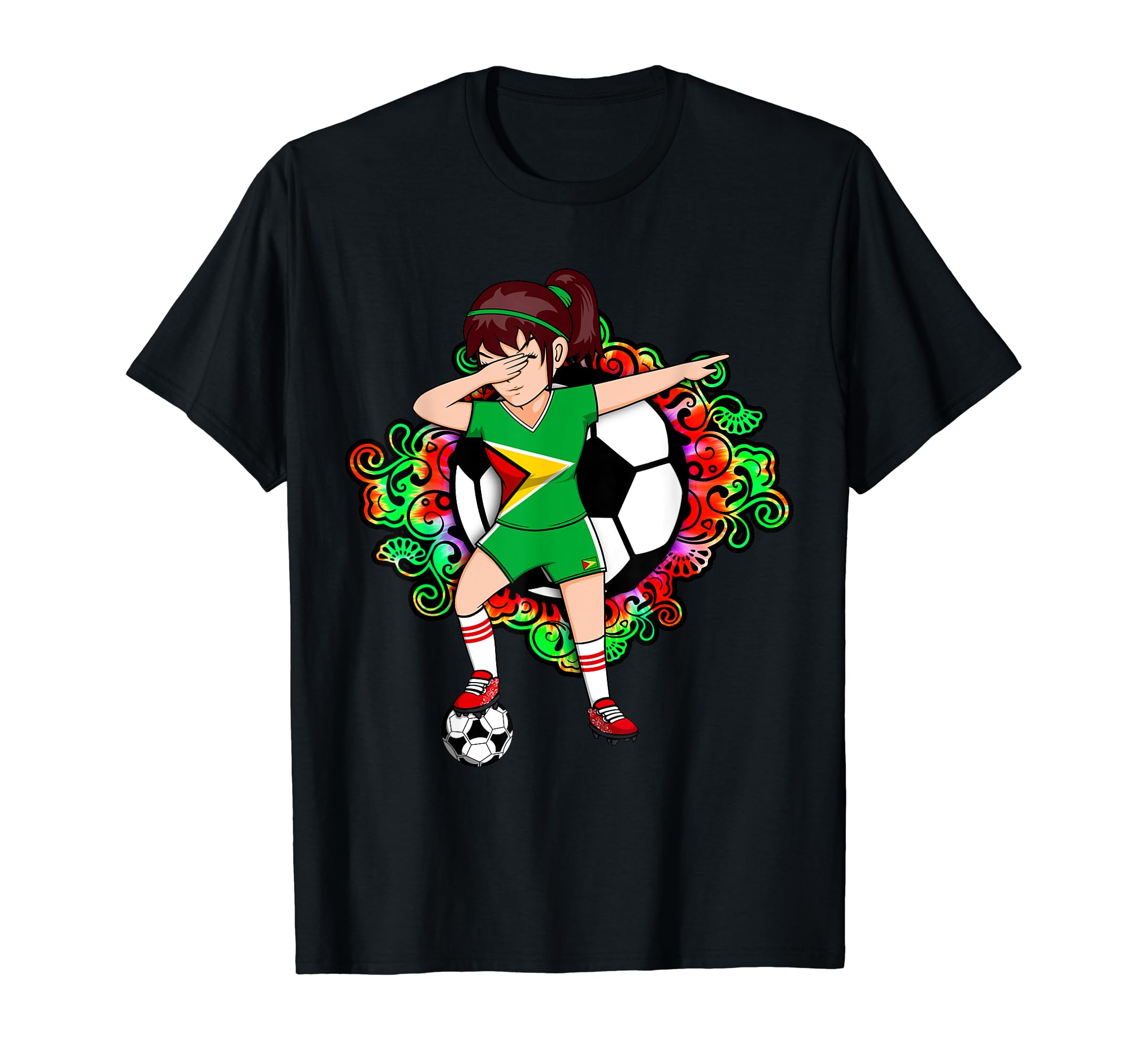 Dabbing Soccer Guyana Fan Jersey Floral T-Shirt - Graphic Print Unisex - T-Shirt, Sweatshirt, Hoodie
