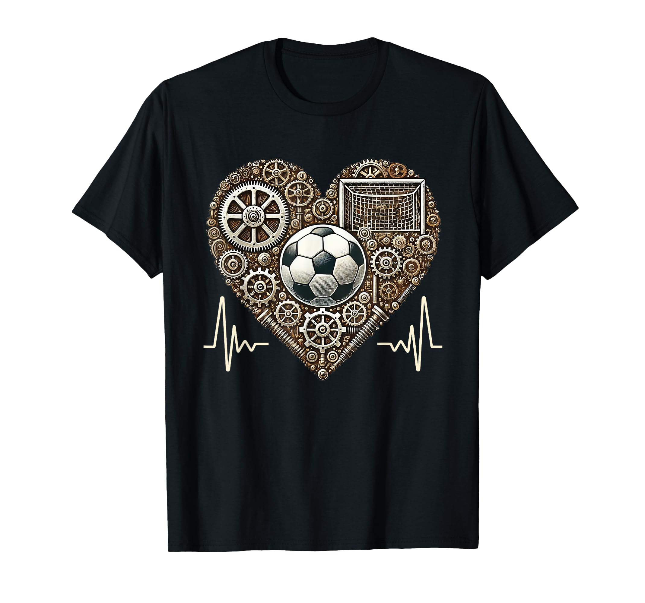 Soccer Heartbeat Steampunk Football Player T-Shirt - Novelty Apparel Unisex - T-Shirt, Sweatshirt, Hoodie