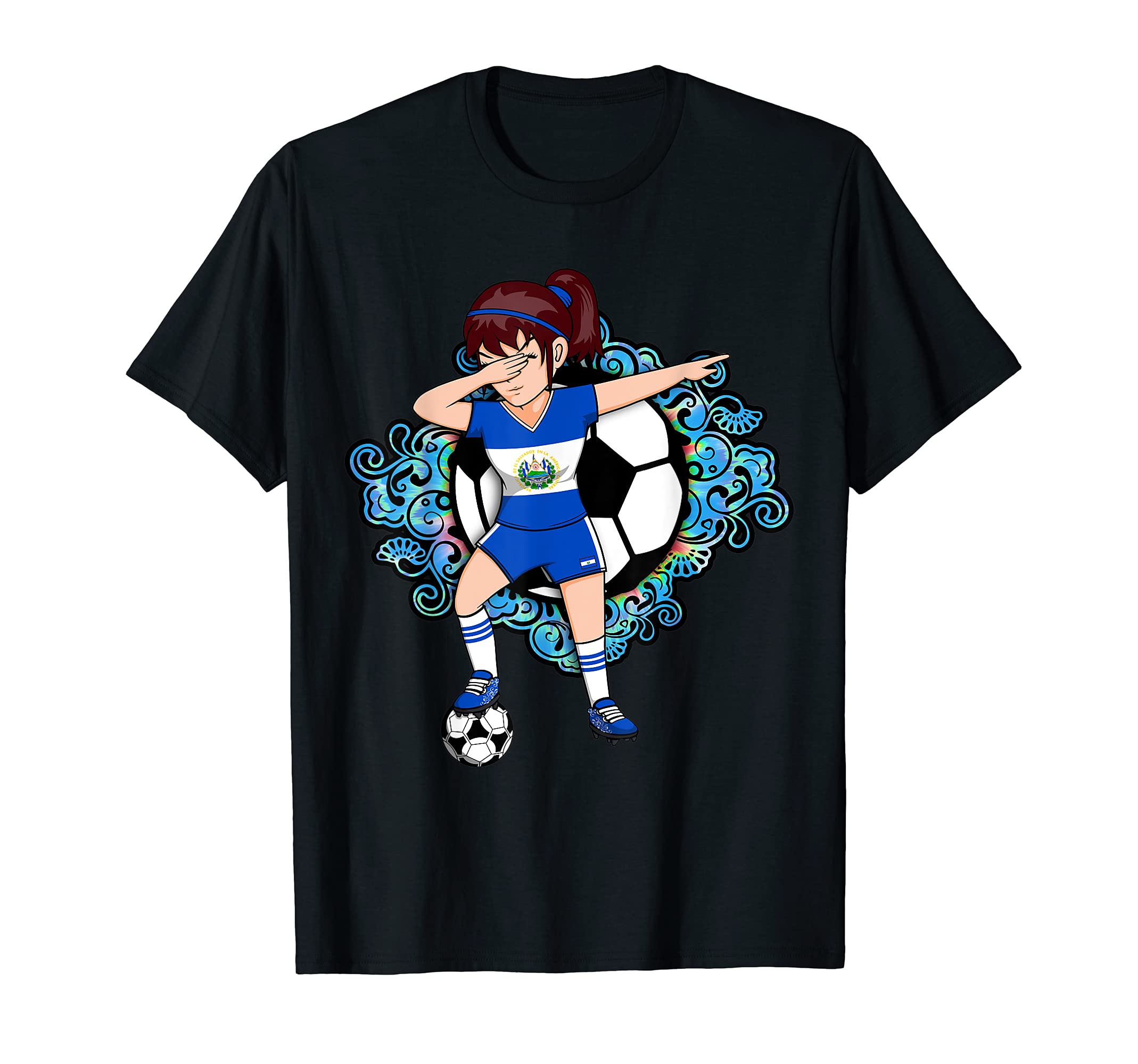 Dabbing Soccer El Salvador Fans Jersey T-Shirt - Aesthetic Graphic Unisex - T-Shirt, Sweatshirt, Hoodie
