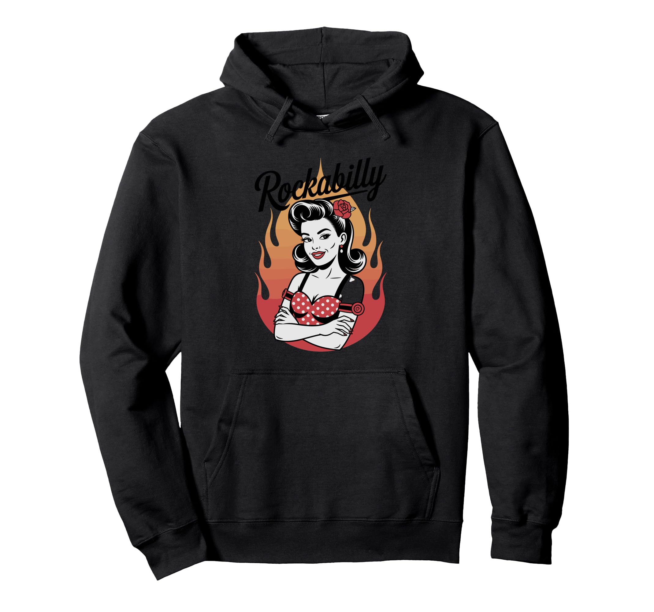 Rockabilly Pin Up Flames Vibe Hoodie - Casual Everyday Wear Unisex - T-Shirt, Sweatshirt, Hoodie