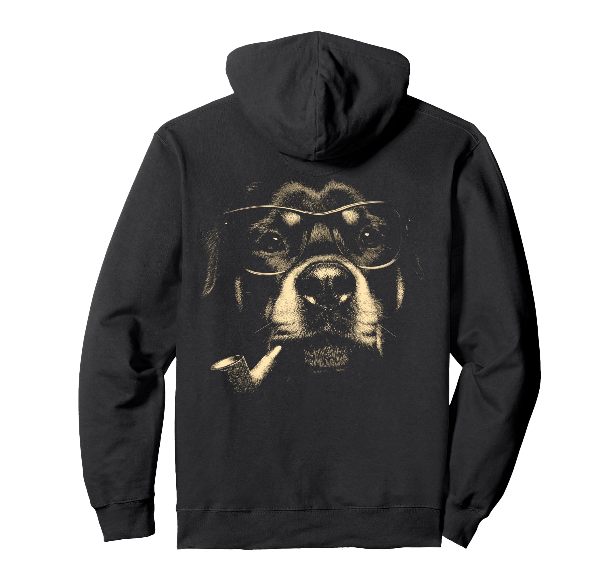 Rottweiler Glasses Smoking Pipe Grunge Hoodie - Graphic Print Men Women - T-Shirt, Sweatshirt, Hoodie