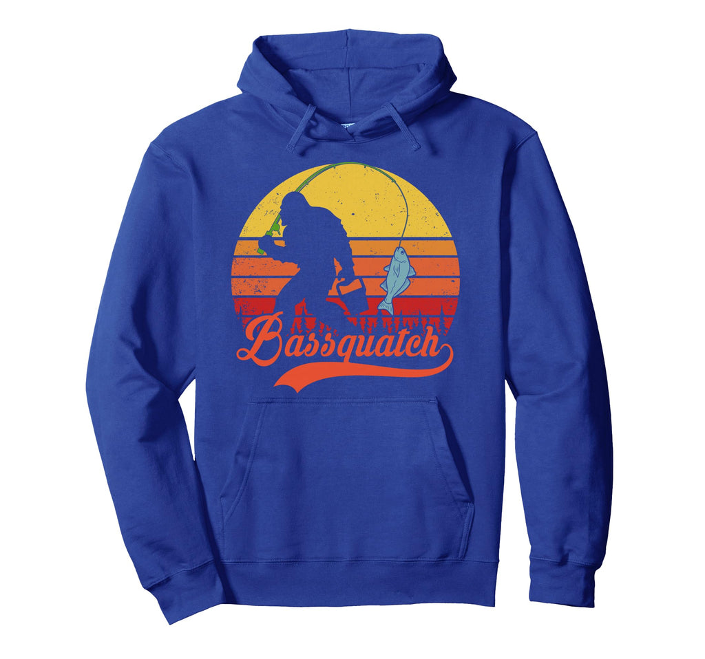 Bigfoot Fishing Funny Bassquatch Bass Fish Hoodie - Trendy Graphic Unisex - T-Shirt, Sweatshirt, Hoodie