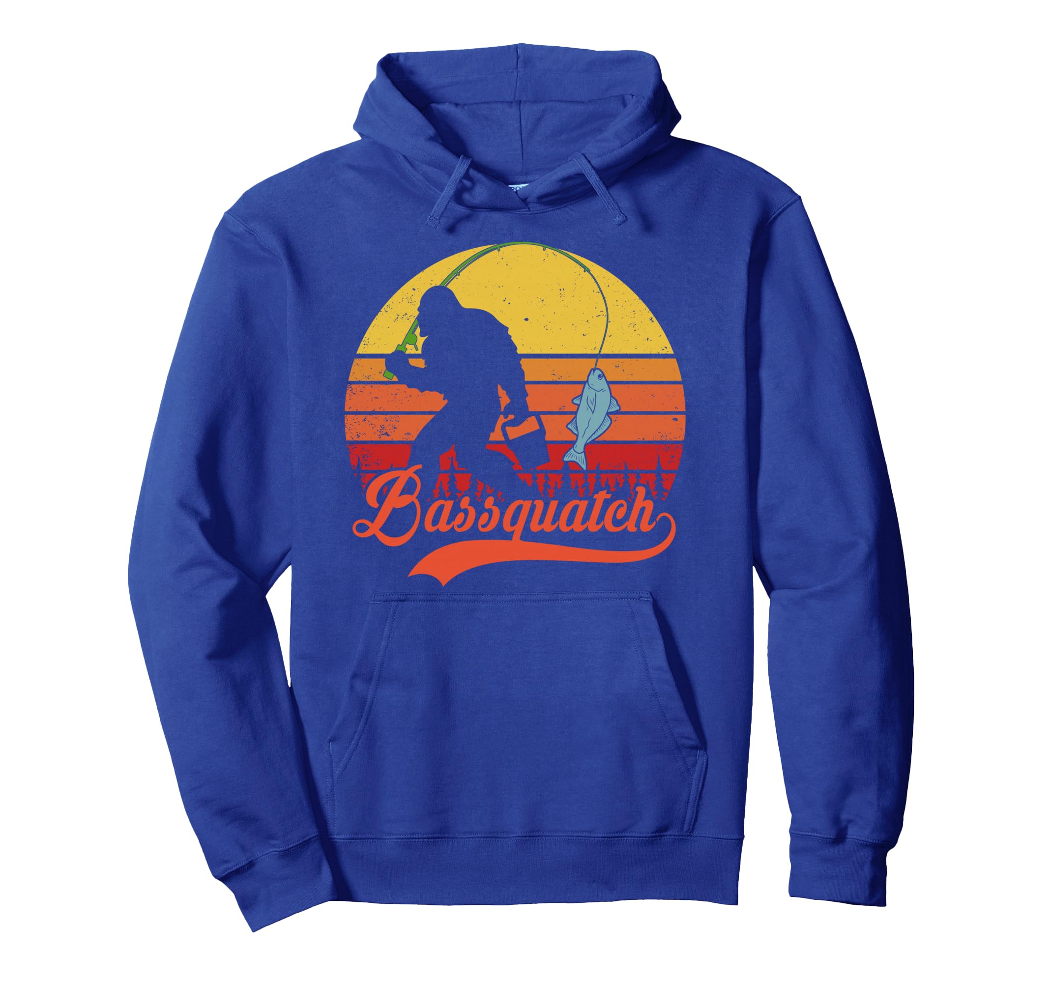 Bigfoot Fishing Funny Bassquatch Bass Fish Hoodie - Trendy Graphic Unisex - T-Shirt, Sweatshirt, Hoodie