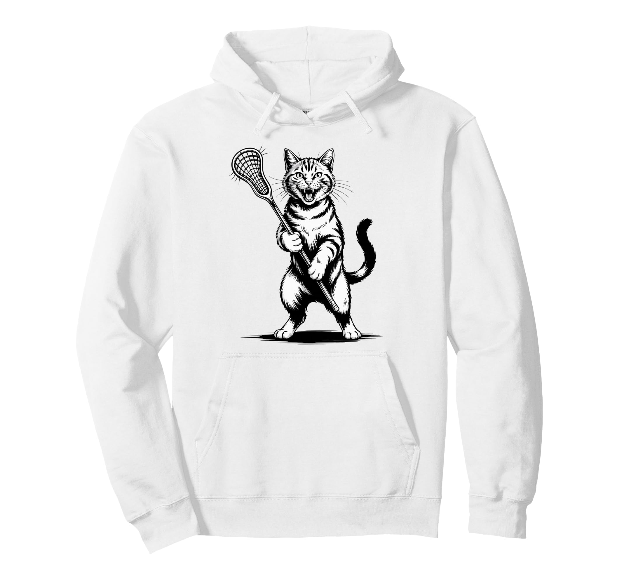 Cat Lacrosse Team Goalie Lax Player Hoodie - Minimalist Print Men Women - T-Shirt, Sweatshirt, Hoodie