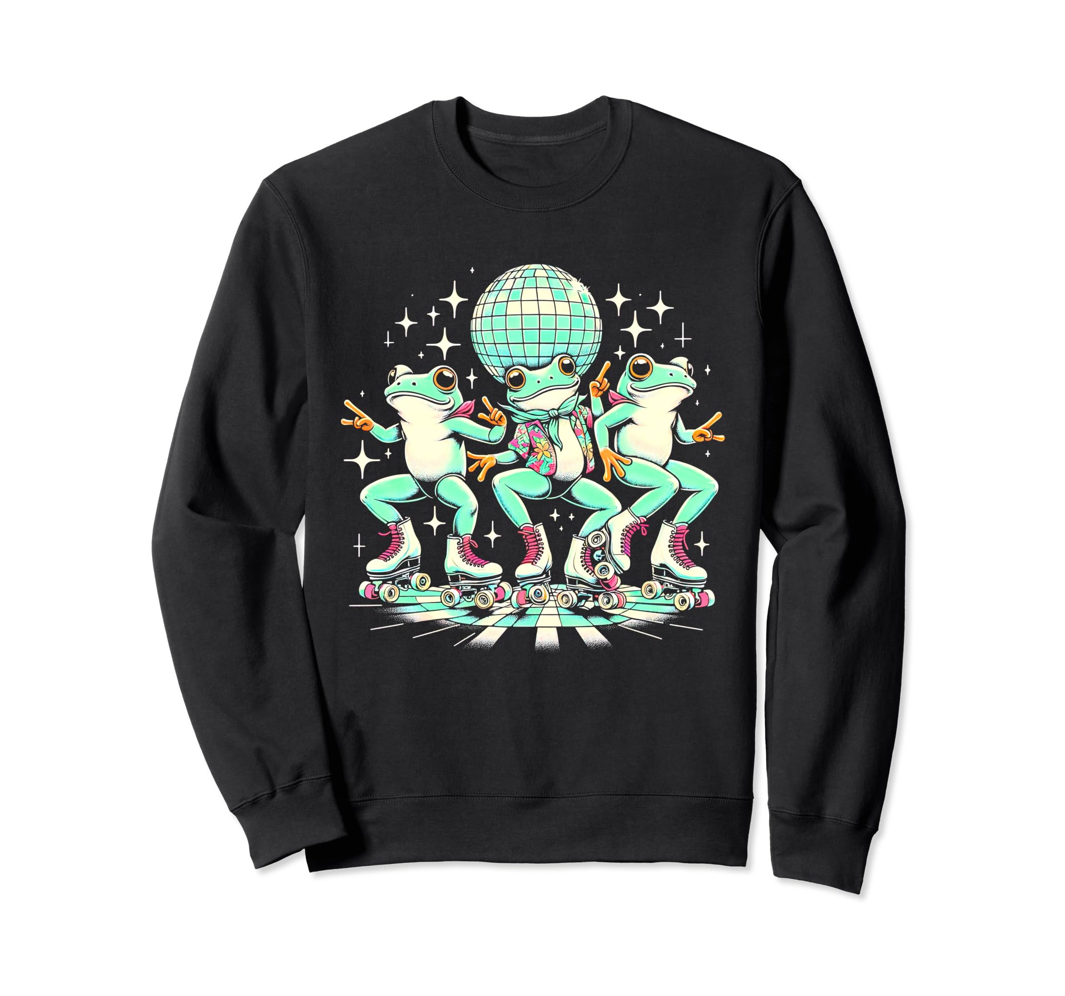 70S Groovy Hippie Frogs Disco Sweatshirt - Aesthetic Graphic for Adults - T-Shirt, Sweatshirt, Hoodie