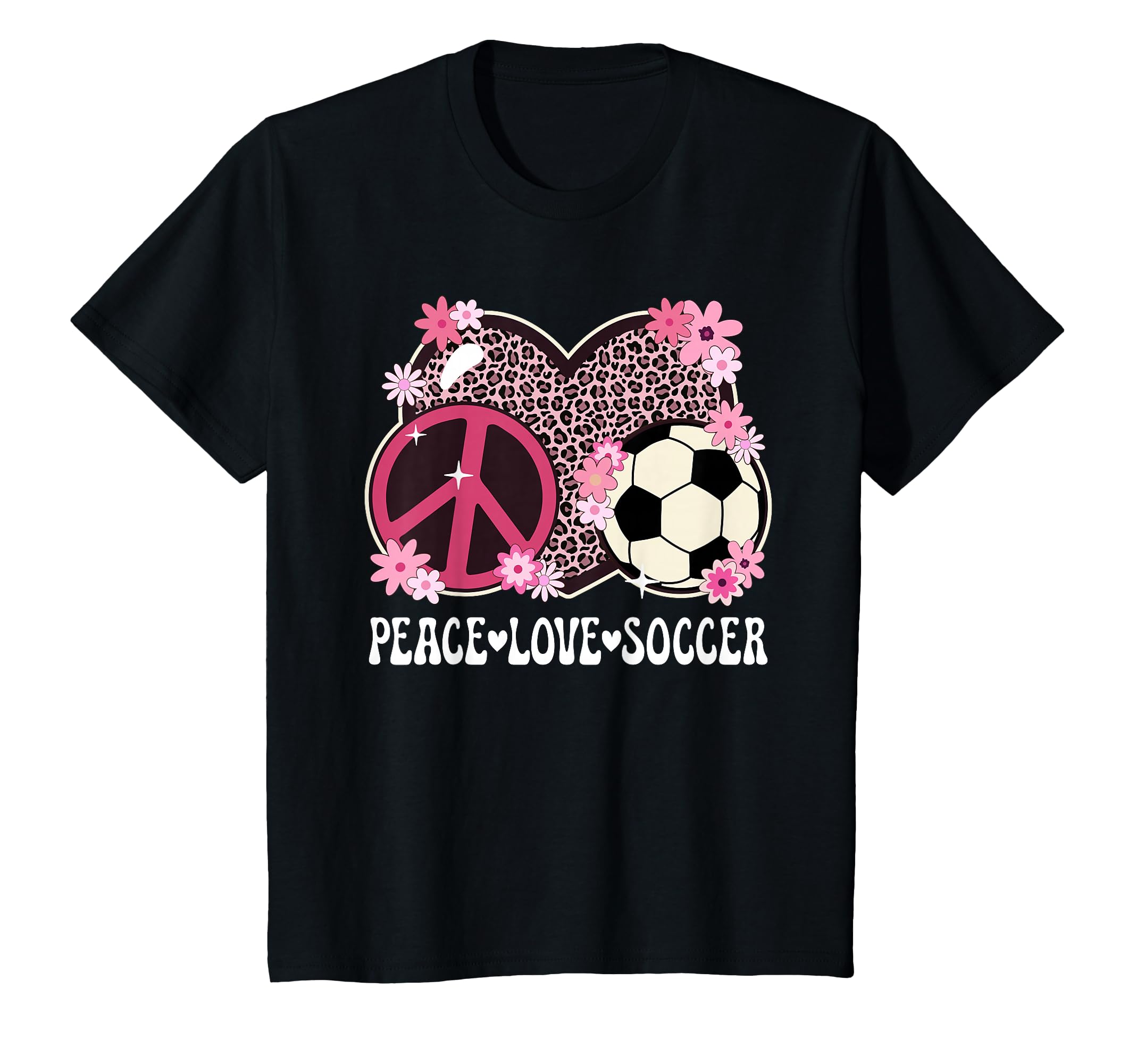Peace Love Soccer Lover Leopard Soccer T-Shirt - Minimalist Print Unisex - T-Shirt, Sweatshirt, Hoodie