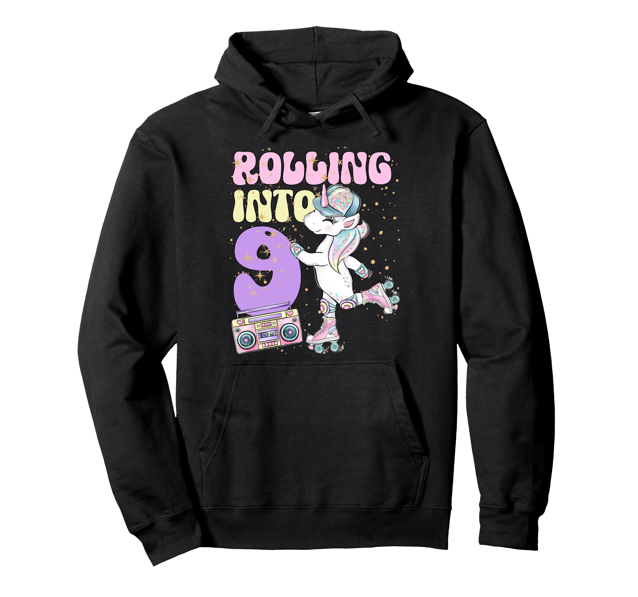 9Th Birthday Roller Skate Party Hoodie - Custom Art Print Men Women - T-Shirt, Sweatshirt, Hoodie