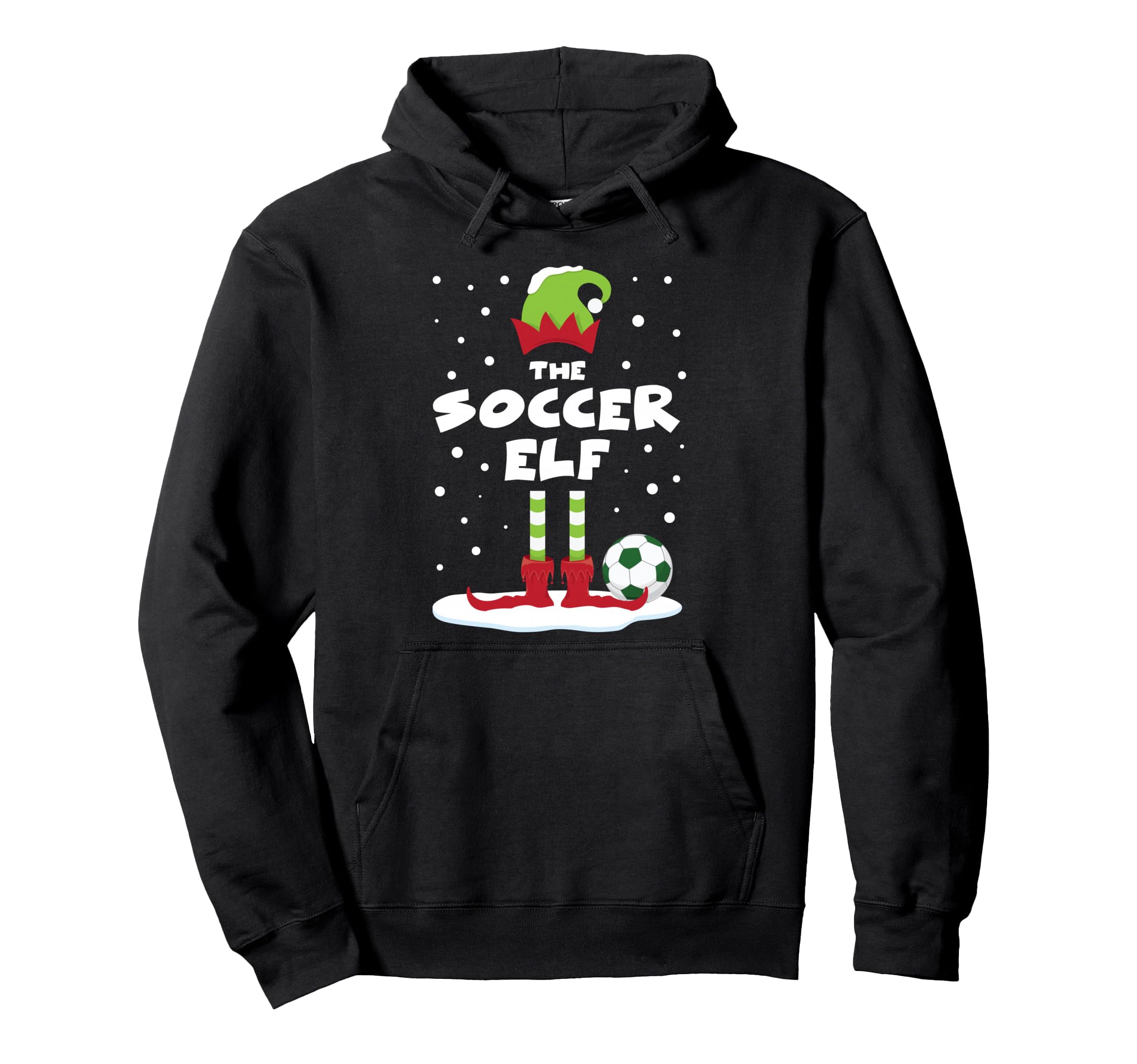 Snowy Soccer Elf Matching Family Costume Hoodie - Trendy Graphic Unisex - T-Shirt, Sweatshirt, Hoodie
