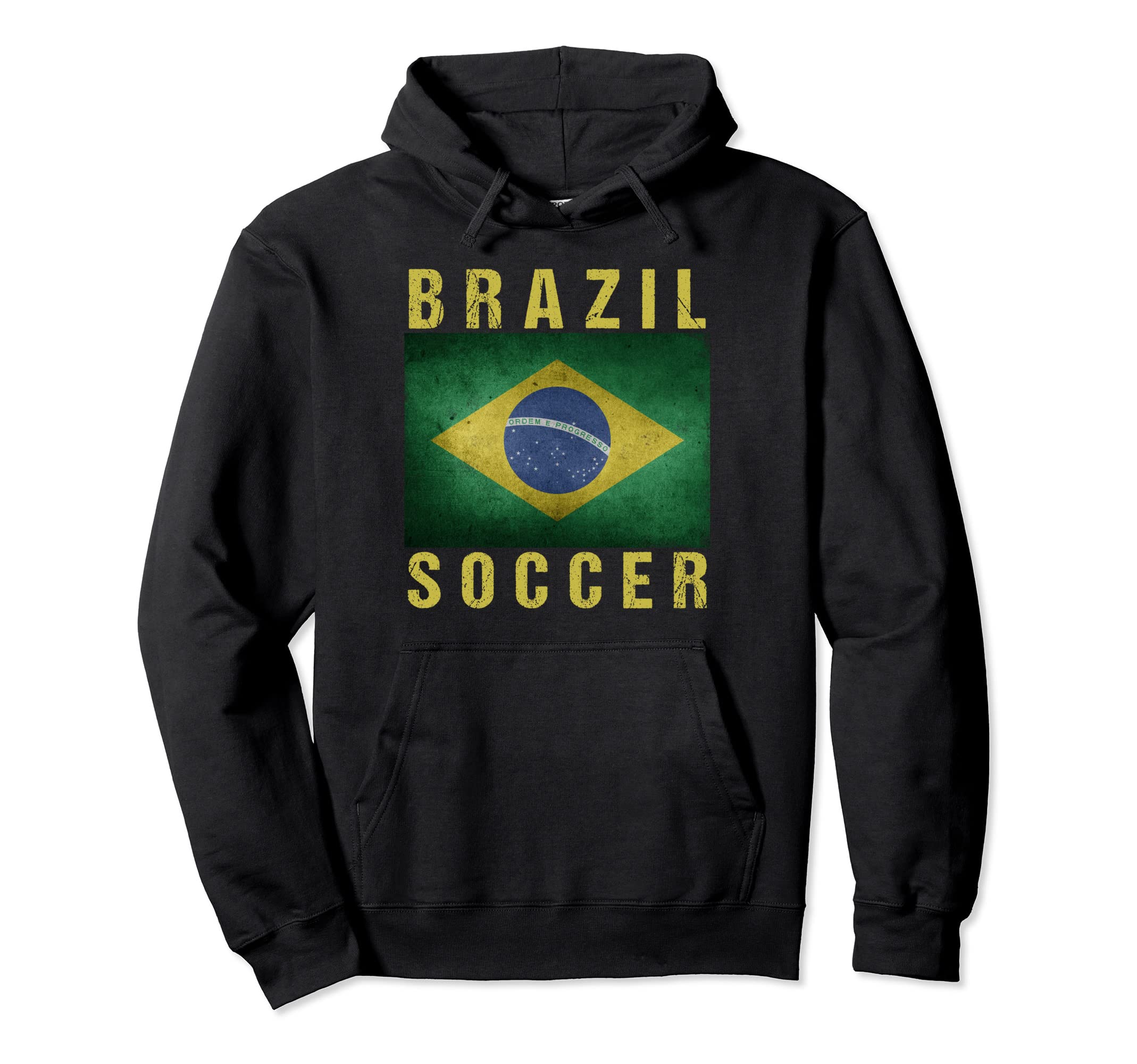 Brazil Flag Distressed Brazil Soccer Hoodie - Aesthetic Graphic Unisex - T-Shirt, Sweatshirt, Hoodie