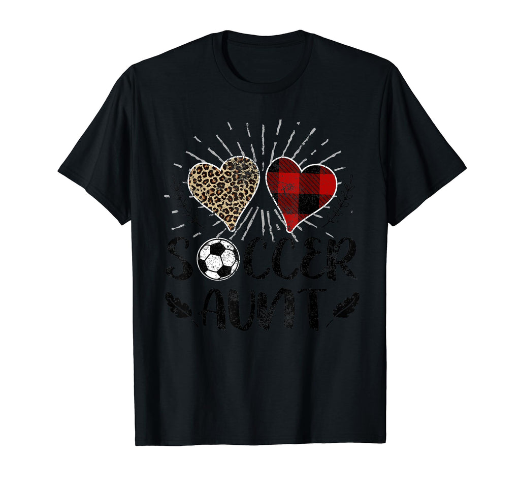 Soccer Aunt Buffalo Plaid Mothers Day T-Shirt - Custom Art Print Men Women - T-Shirt, Sweatshirt, Hoodie