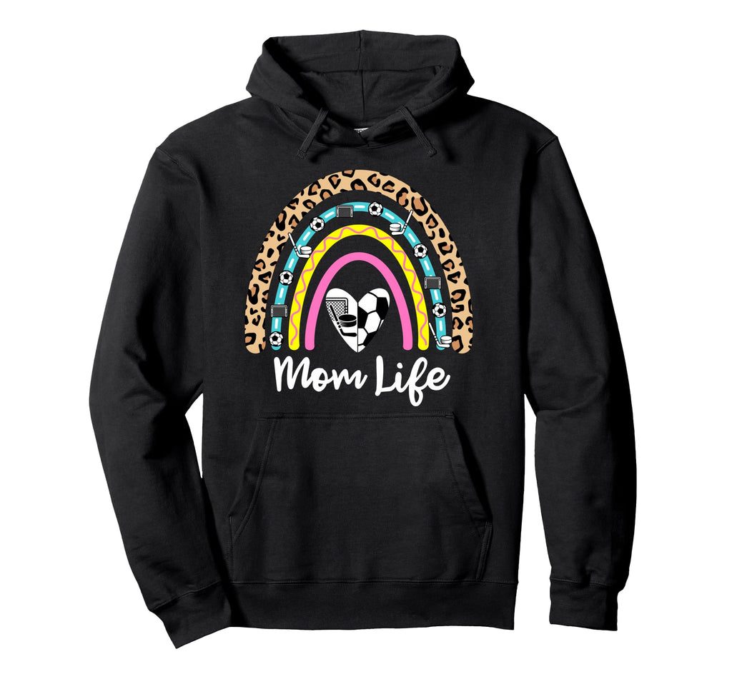 Soccer Hockey Mom Boho Rainbow Funny Hoodie - Minimalist Print for Adults - T-Shirt, Sweatshirt, Hoodie