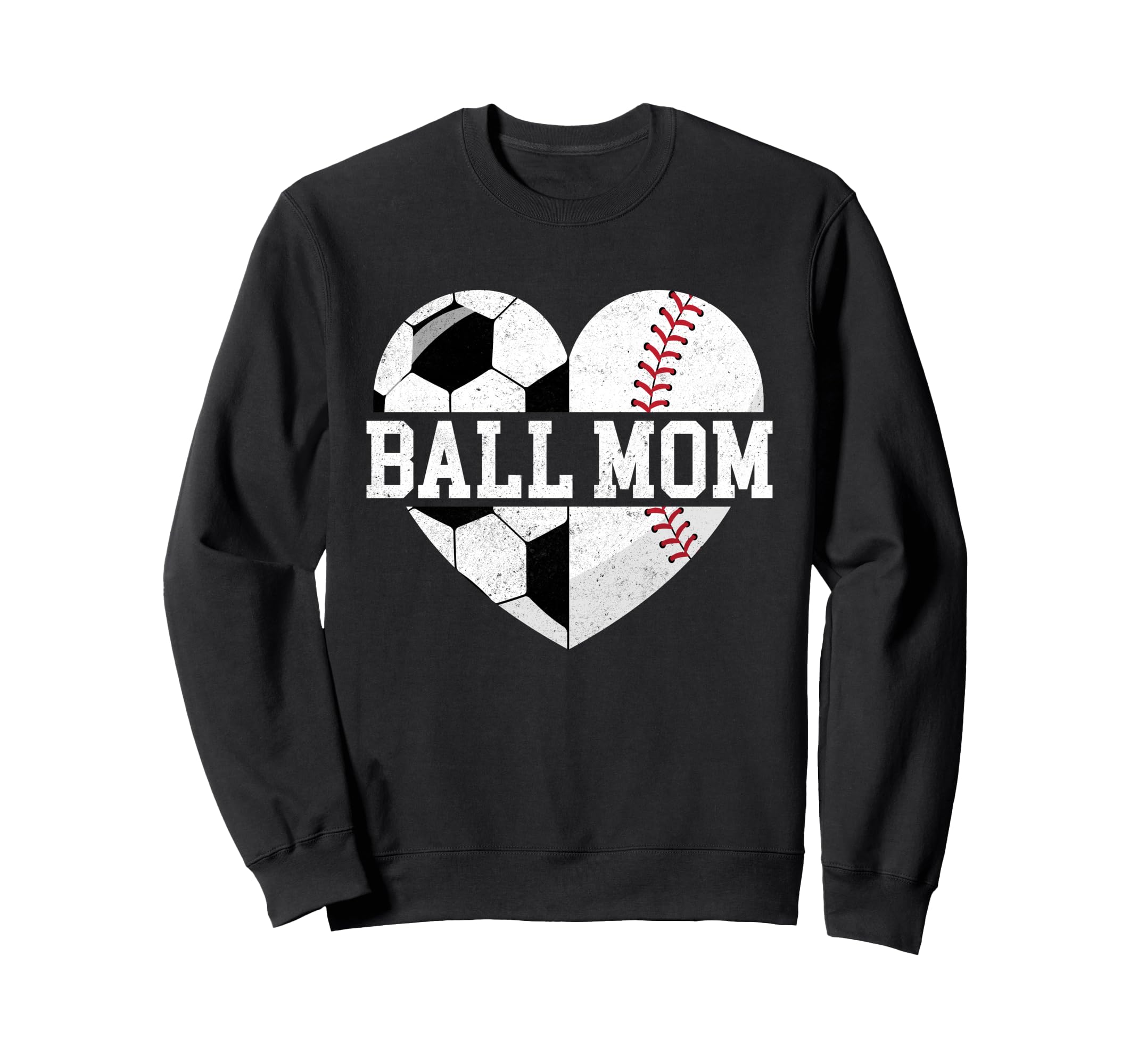 Ball Mom Heart Funny Baseball Soccer Mom Sweatshirt - Trendy Graphic Unisex - T-Shirt, Sweatshirt, Hoodie