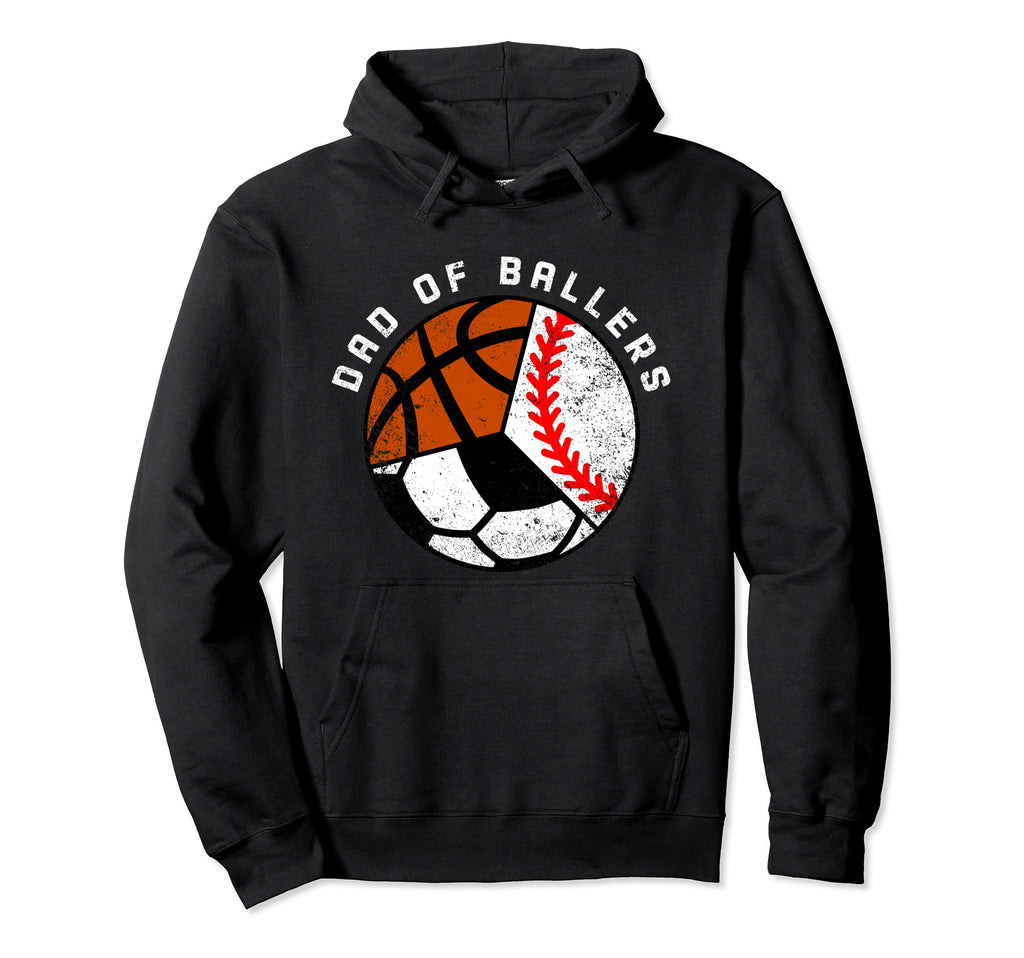 Dad Ballers Funny Baseball Soccer Hoodie - Graphic Print for Adults - T-Shirt, Sweatshirt, Hoodie
