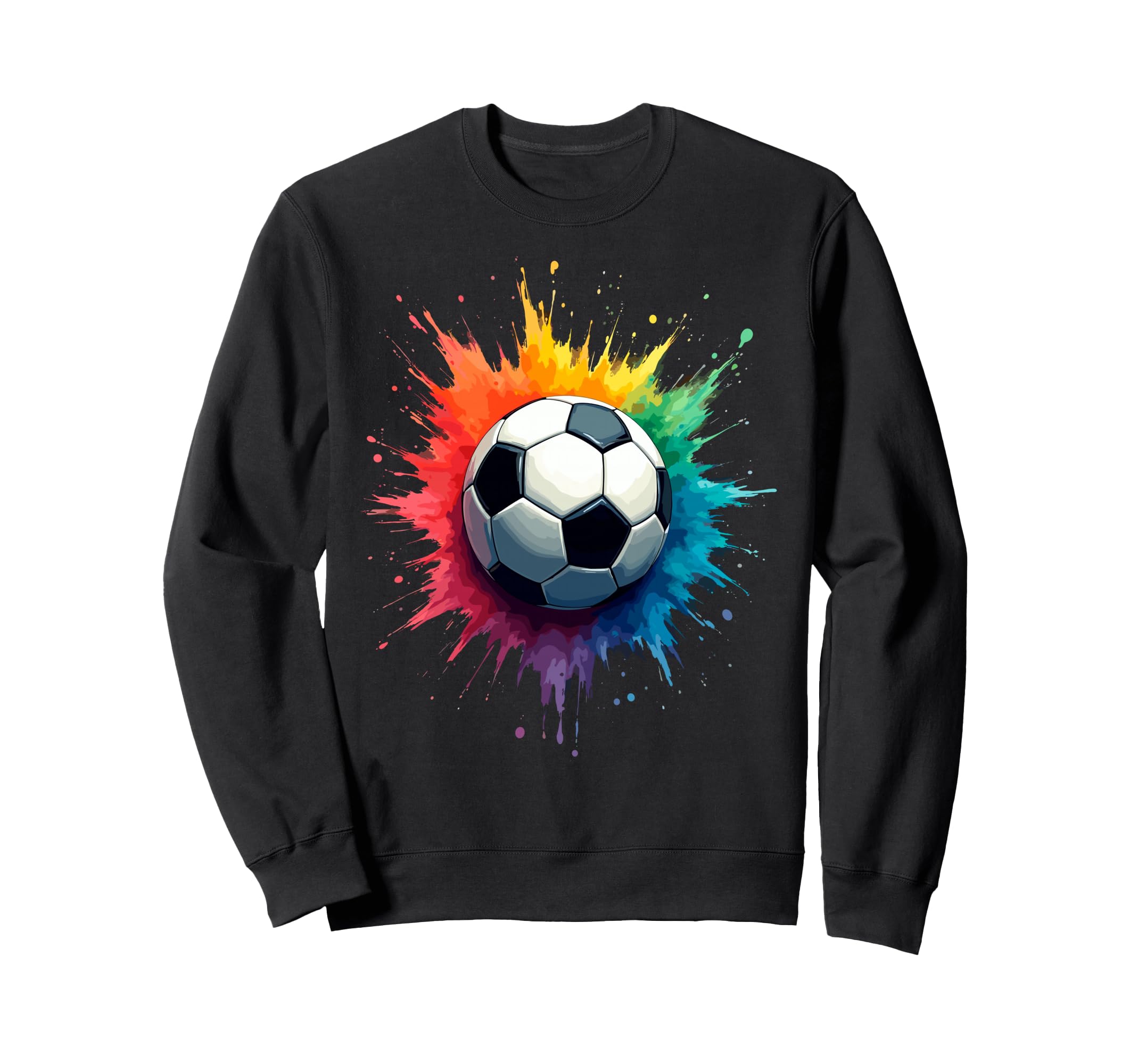 Colorful Splash Art Soccer Sweatshirt - Minimalist Print for Adults - T-Shirt, Sweatshirt, Hoodie