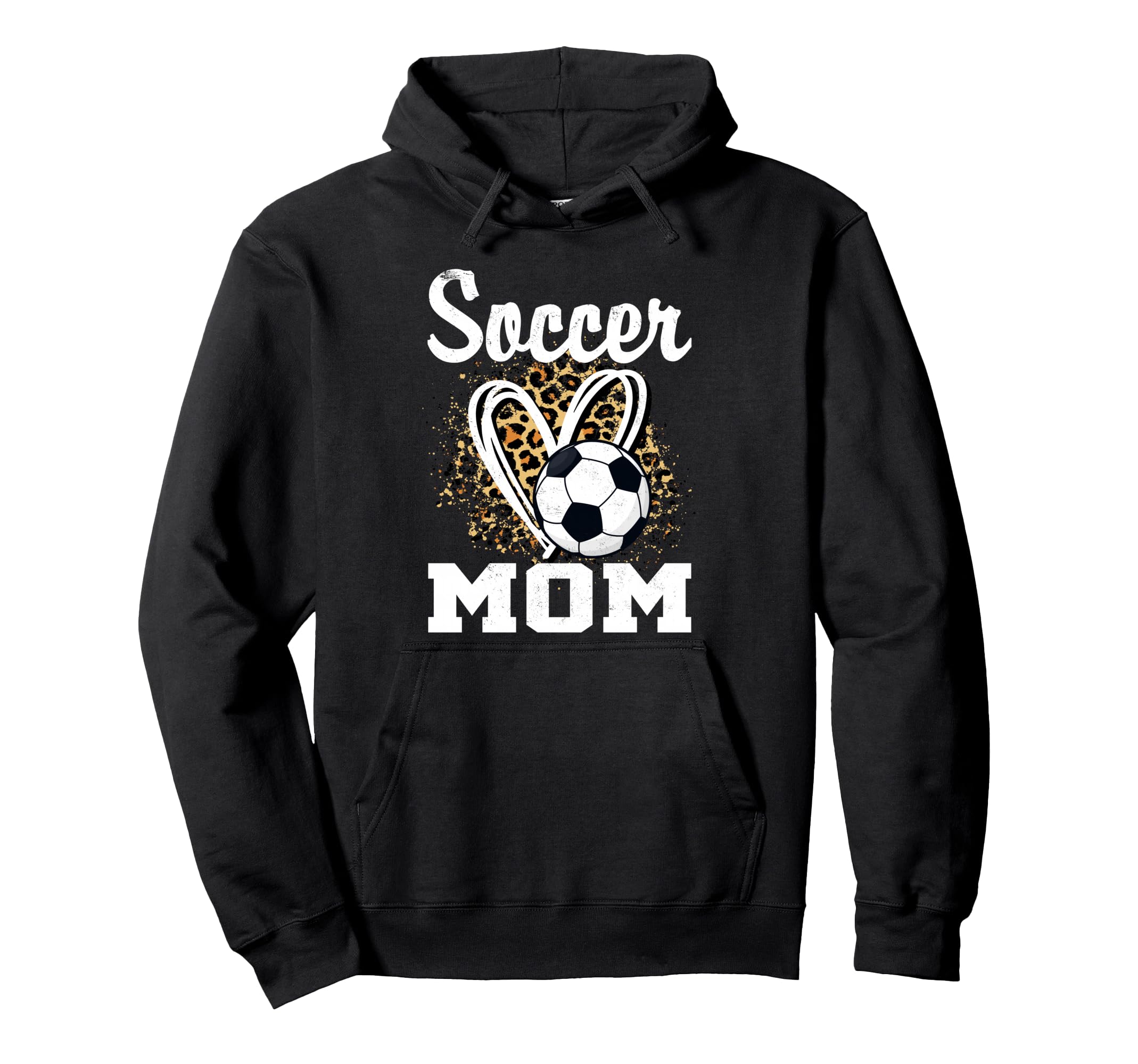 Soccer Mom Leopard Heart Hoodie - Fun Novelty Design for Adults - T-Shirt, Sweatshirt, Hoodie