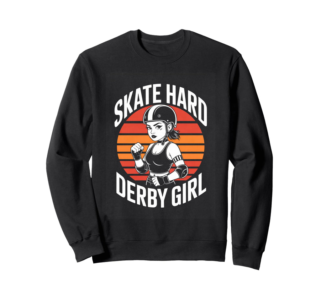Skate Hard Derby Roller Derby Sweatshirt - Aesthetic Graphic Men Women - T-Shirt, Sweatshirt, Hoodie