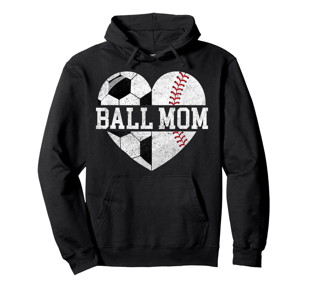 Mom Both Heart Soccer Baseball Sports Hoodie - Unique Graphic for Adults - T-Shirt, Sweatshirt, Hoodie