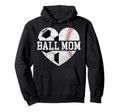 Mom Both Heart Soccer Baseball Sports Hoodie - Unique Graphic for Adults - T-Shirt, Sweatshirt, Hoodie