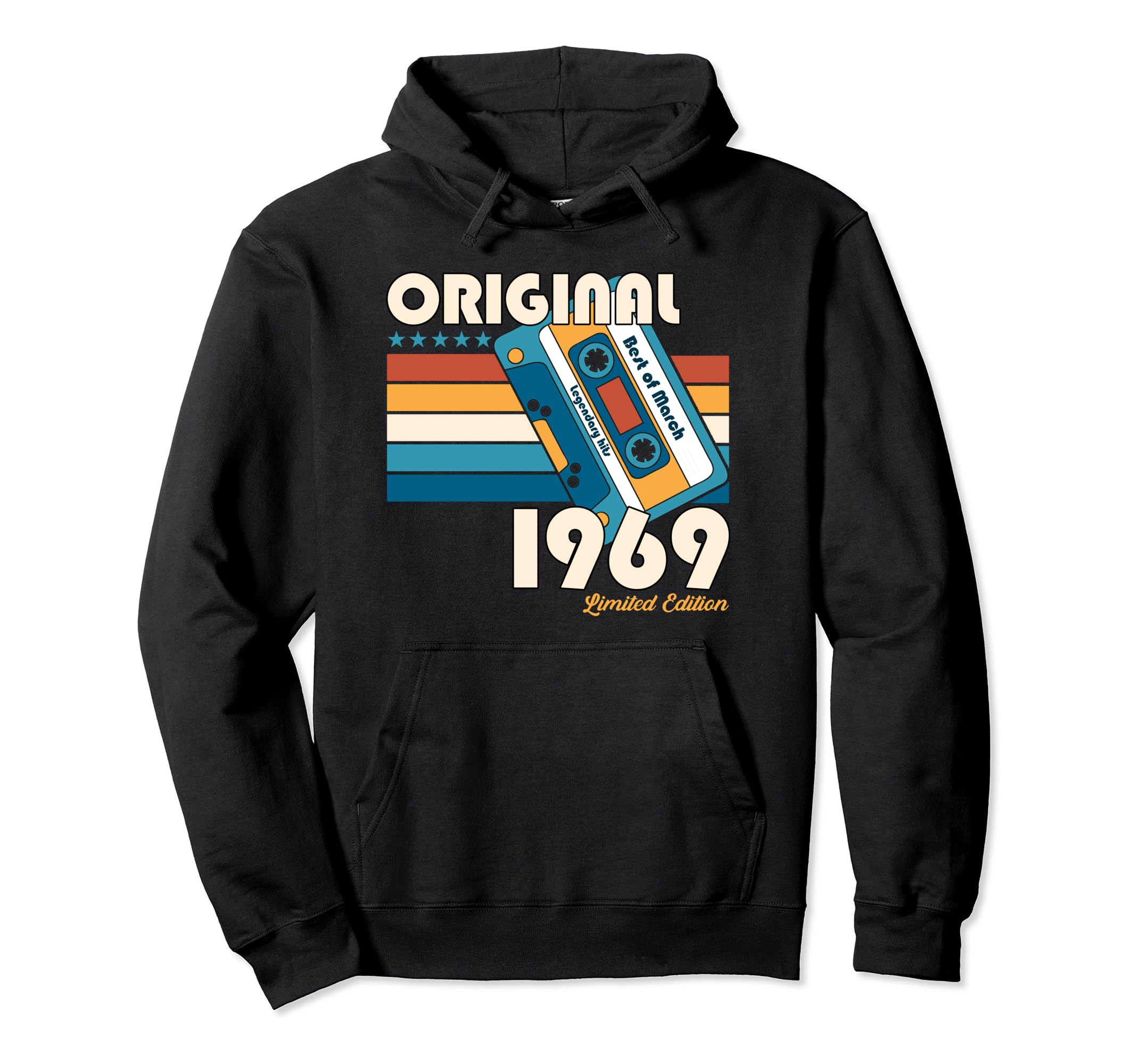 55Th Birthday Gift March 1969 Cassette Hoodie - Streetwear Style for Adults - T-Shirt, Sweatshirt, Hoodie