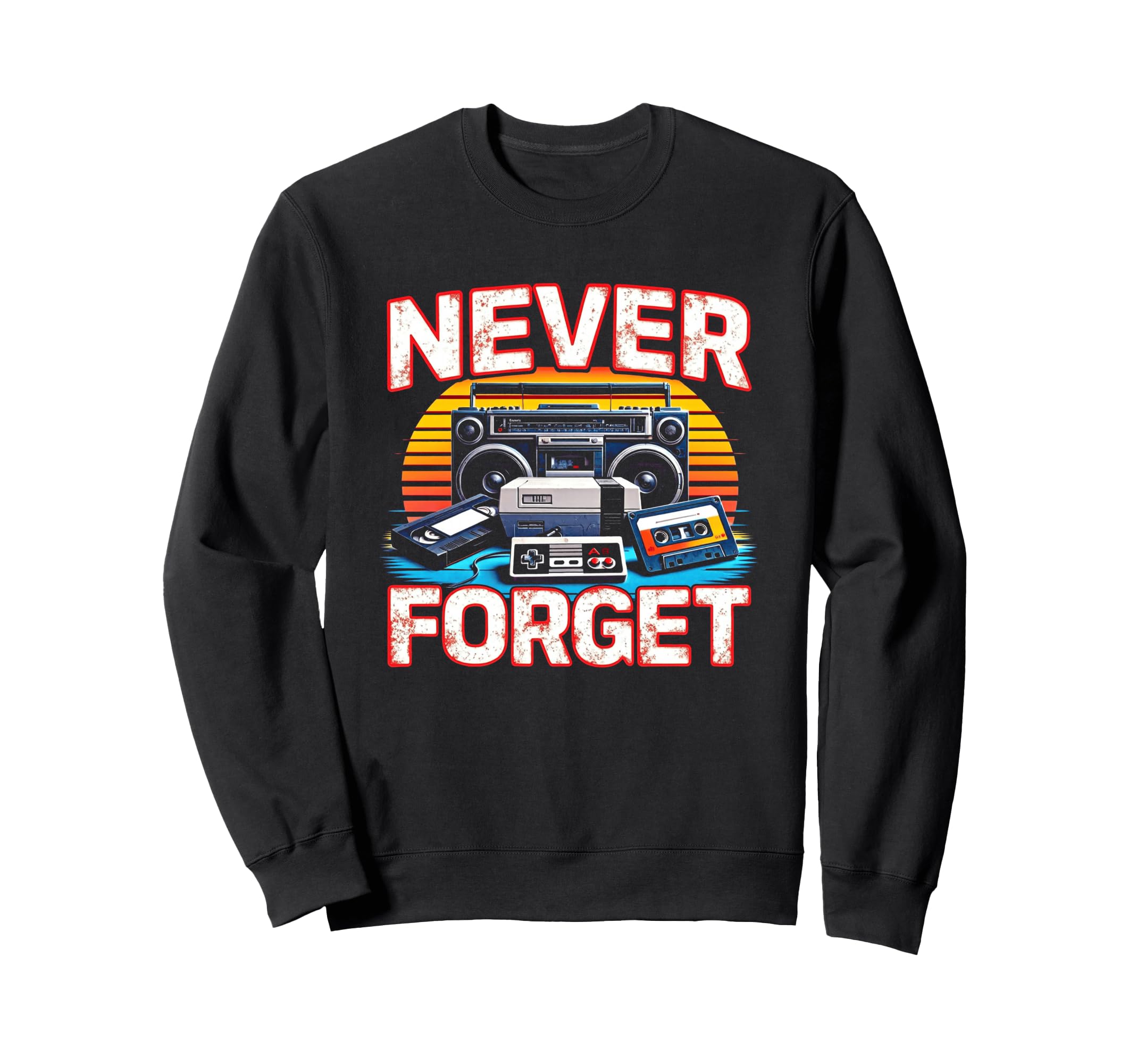 Never Forget Gaming Vhs Cassette Sweatshirt - Custom Art Print for Adults - T-Shirt, Sweatshirt, Hoodie