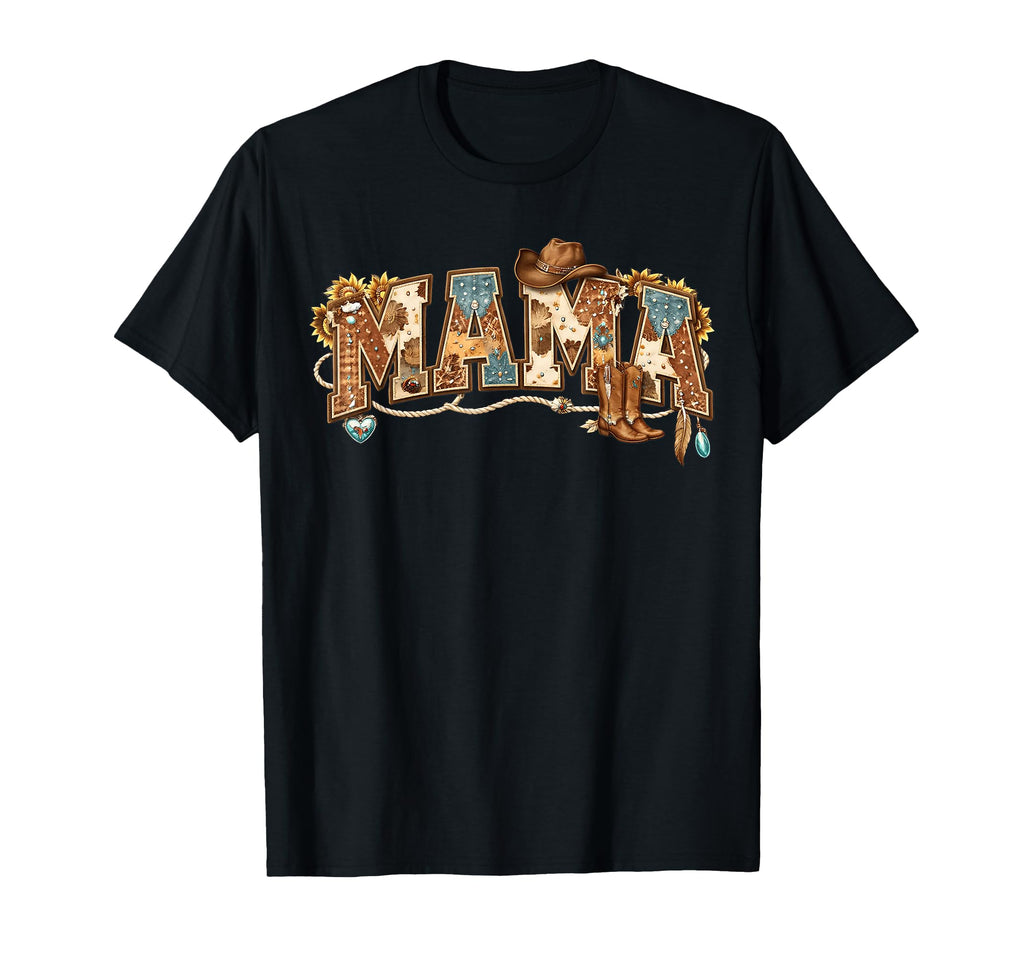 Mama Western Groovy Cow Skull Country T-Shirt - Unique Graphic for Adults - T-Shirt, Sweatshirt, Hoodie