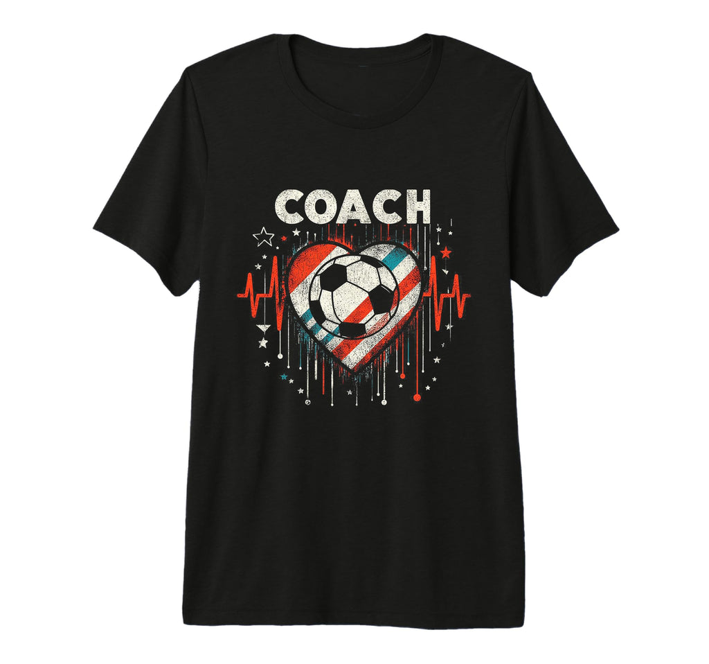 Soccer Coach Training Heart Beat Football T-Shirt - Graphic Print Unisex - T-Shirt, Sweatshirt, Hoodie