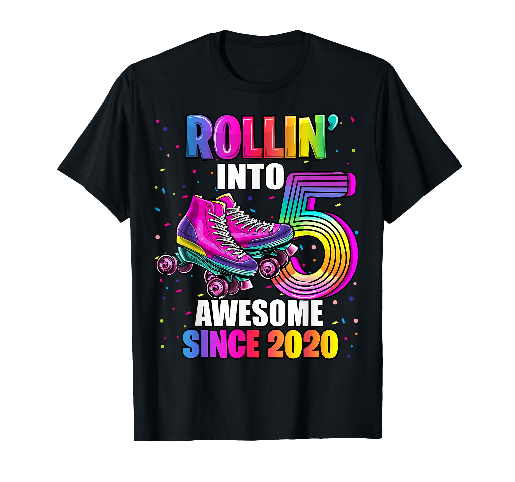 Birthday Roller Skating 5Th Rollin T-Shirt - Custom Art Print Men Women - T-Shirt, Sweatshirt, Hoodie