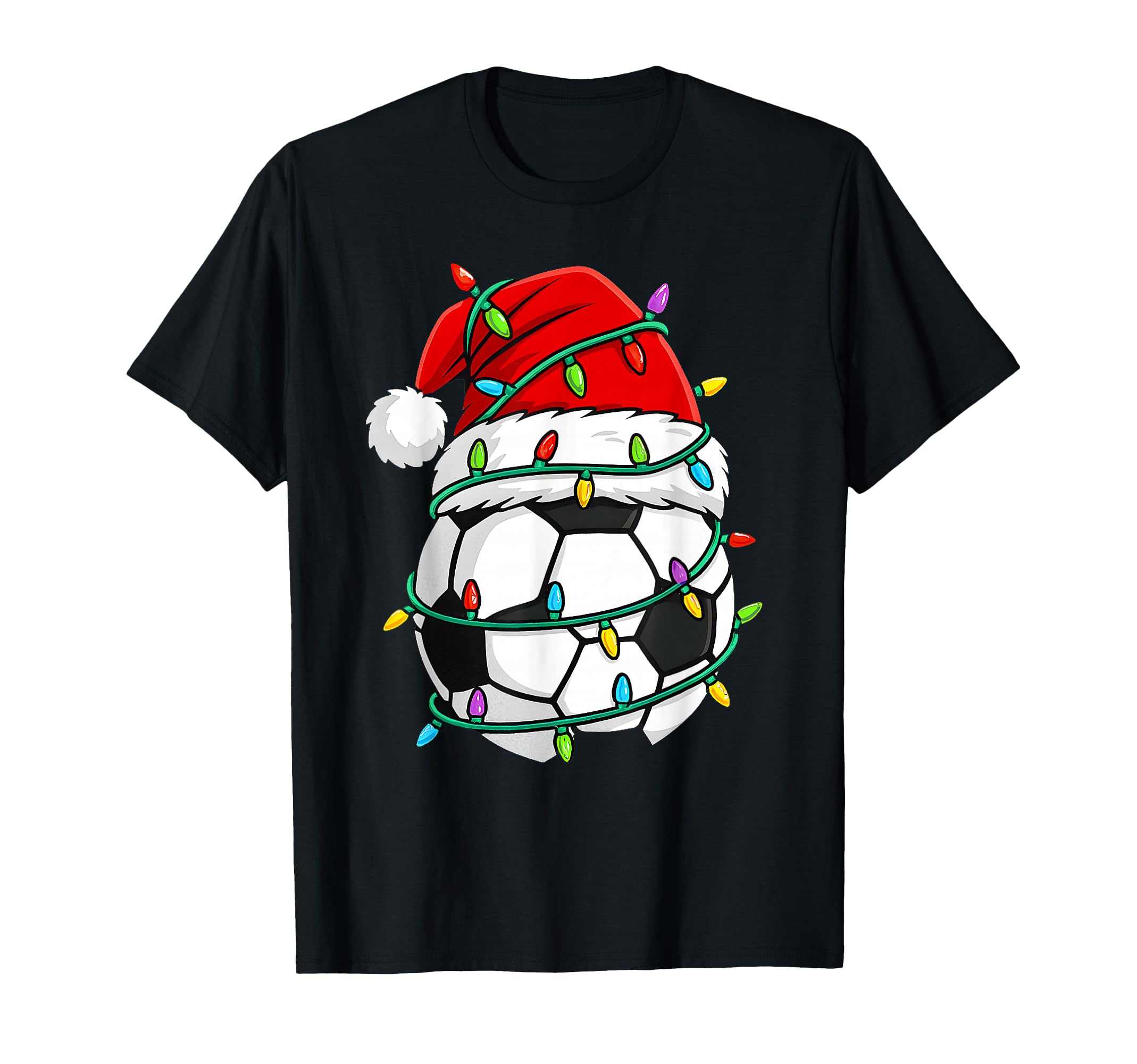 Soccer Santa Hat Lights Santa Sports T-Shirt - Custom Art Print for Adults - T-Shirt, Sweatshirt, Hoodie
