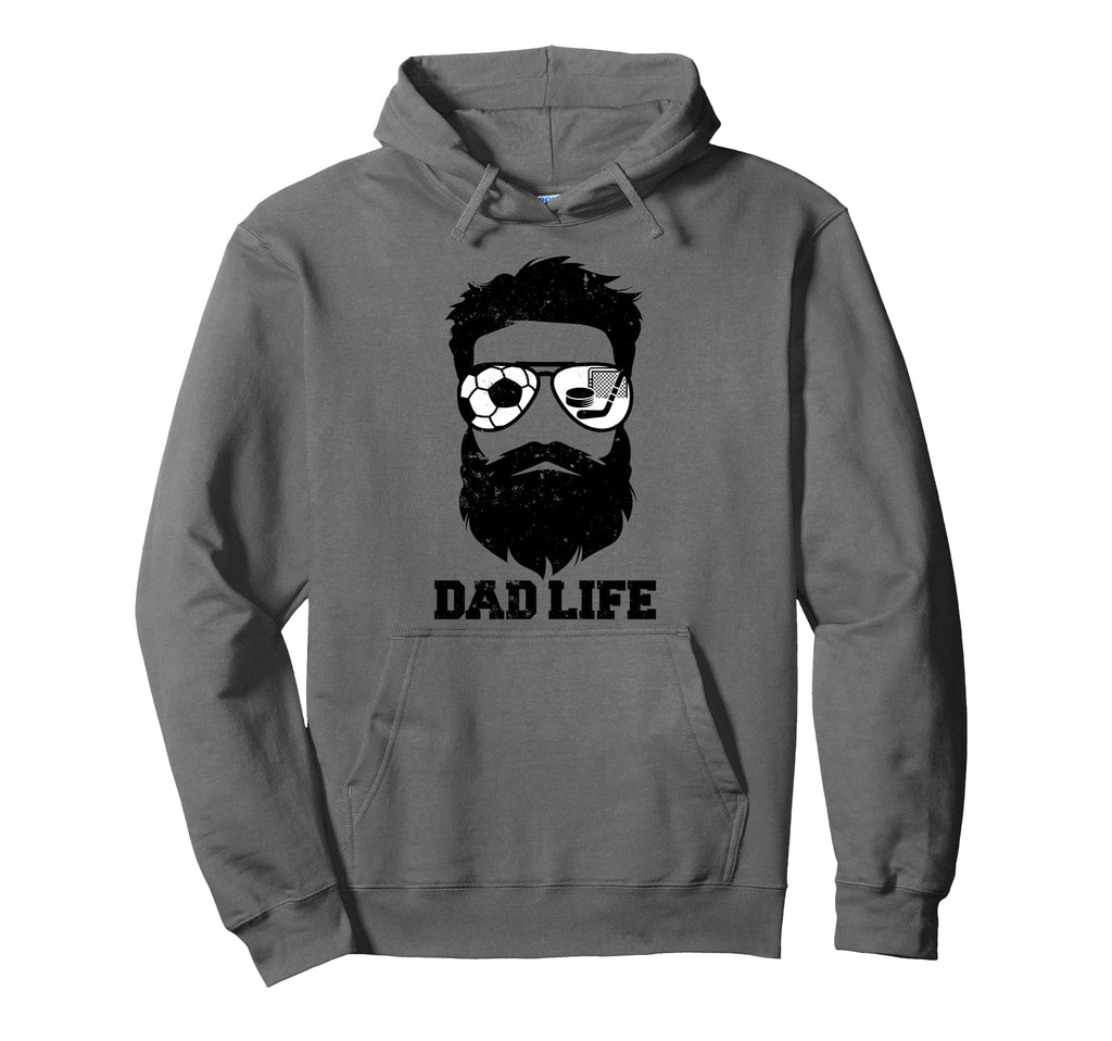 Soccer Hockey Dad Messy Hair Beard Soccer Hoodie - Graphic Print Men Women - T-Shirt, Sweatshirt, Hoodie