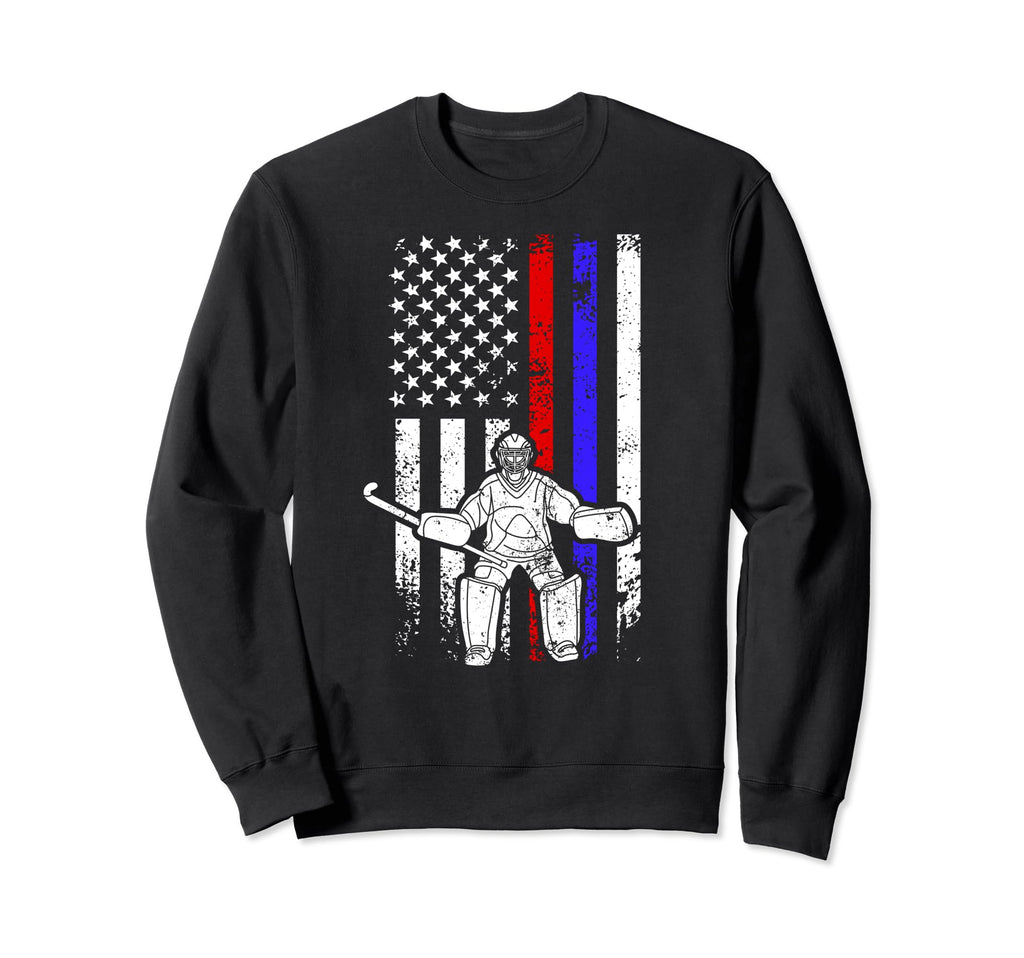 Ice Hockey Goalkeeper Us Flag Sweatshirt - Casual Everyday Wear for Adults - T-Shirt, Sweatshirt, Hoodie