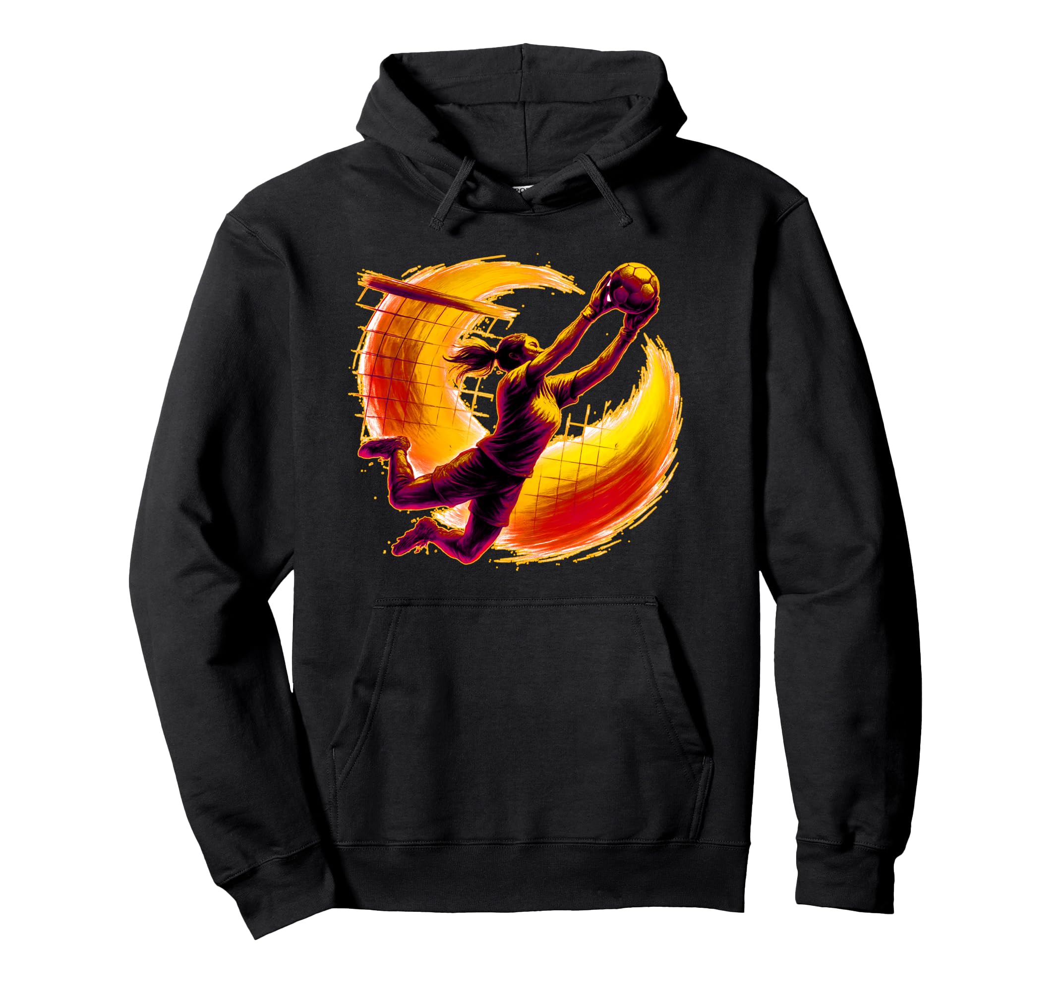 Womens Soccer Goalie Diving To Stop Hoodie - Minimalist Print for Adults - T-Shirt, Sweatshirt, Hoodie